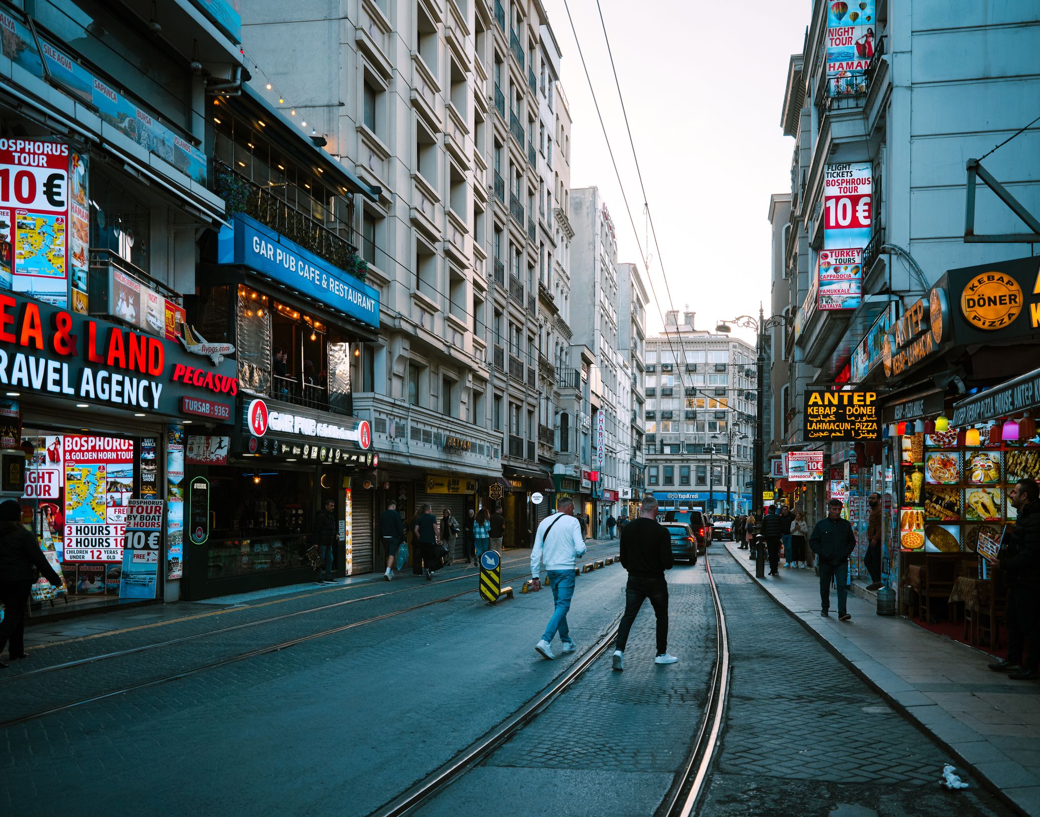 Travelers at a scenic destination