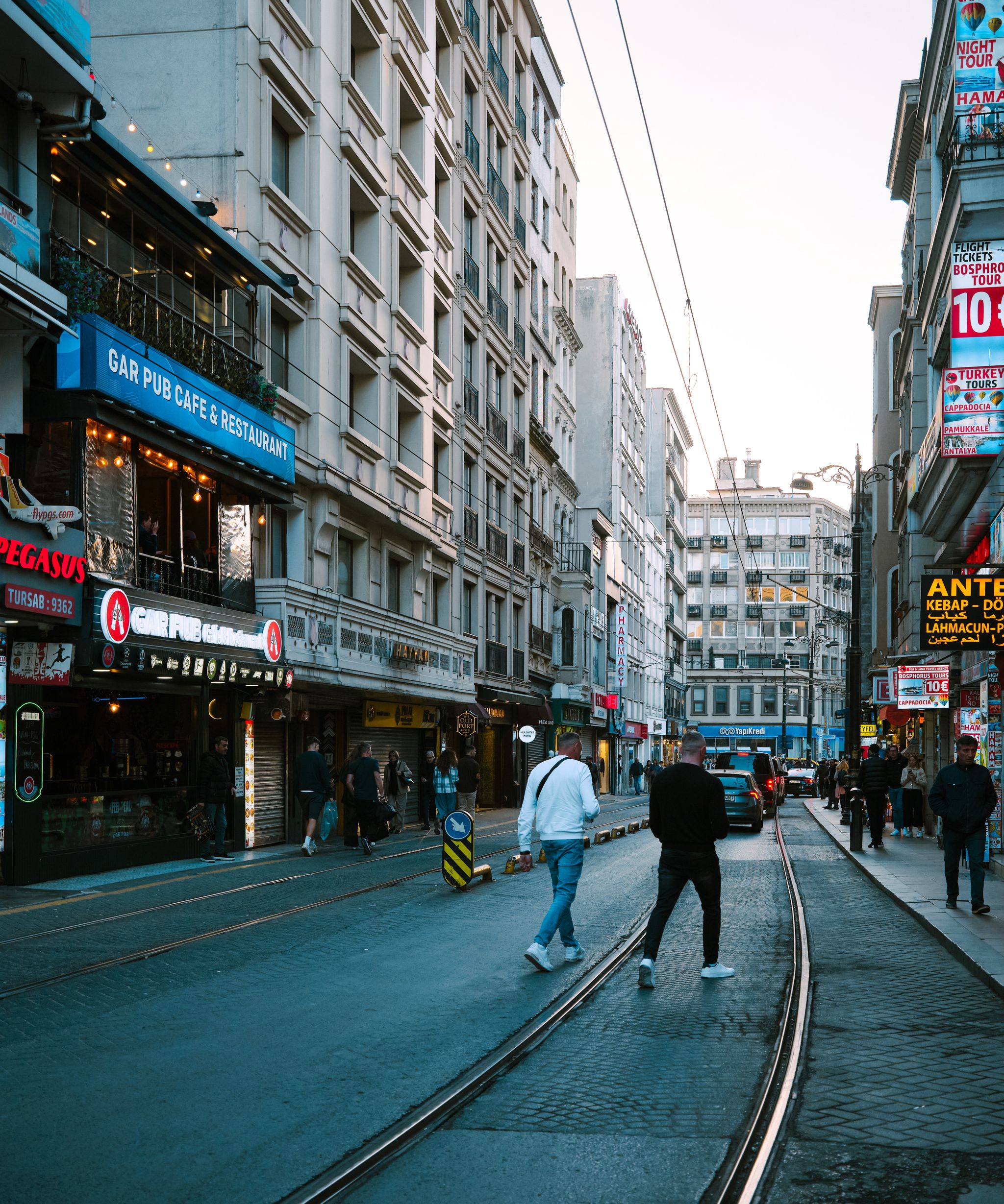 Travelers at a scenic destination
