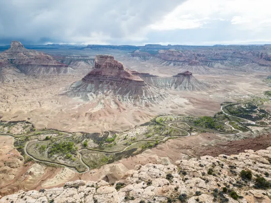 The Green and Colorado rivers meeting at the Confluence Overlook