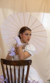 A classic Victorian-inspired portrait of a woman with a parasol, exuding elegance and charm.. pexels, classic, victorian