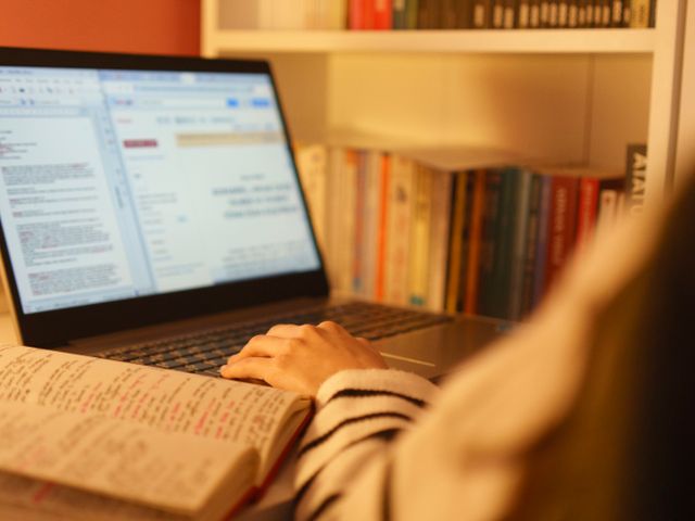 Laptop showing keyword research notes