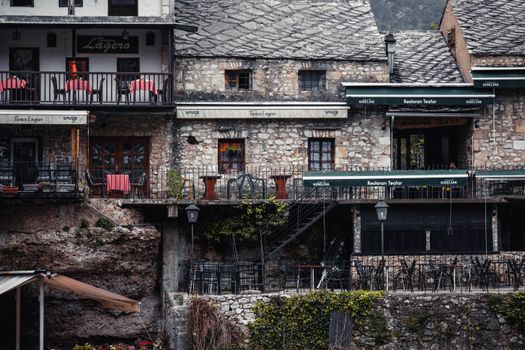 Discover the historic charm of stone buildings in Mostar, Bosnia and Herzegovina.