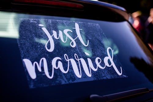 Free Just Married Sticker Stock Photo