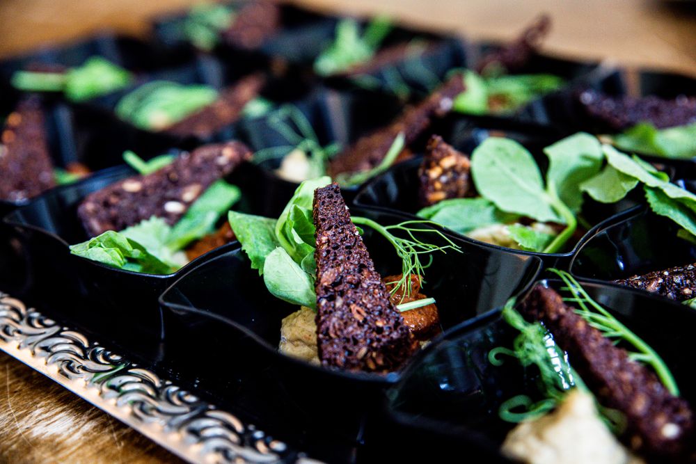 Dark plated appetizers
