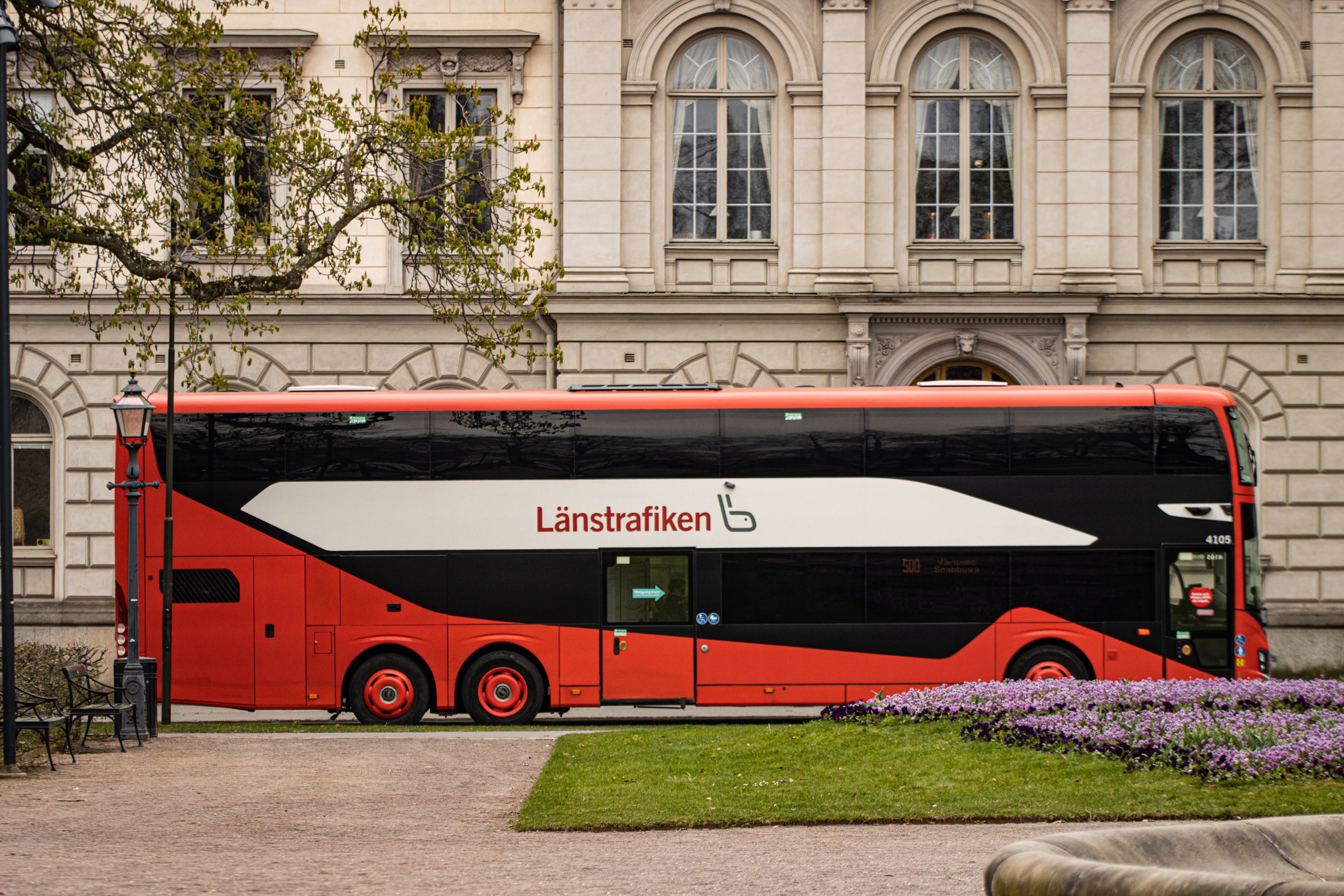 Scenic Red Bus in Jönköping City Center · Free Stock Photo