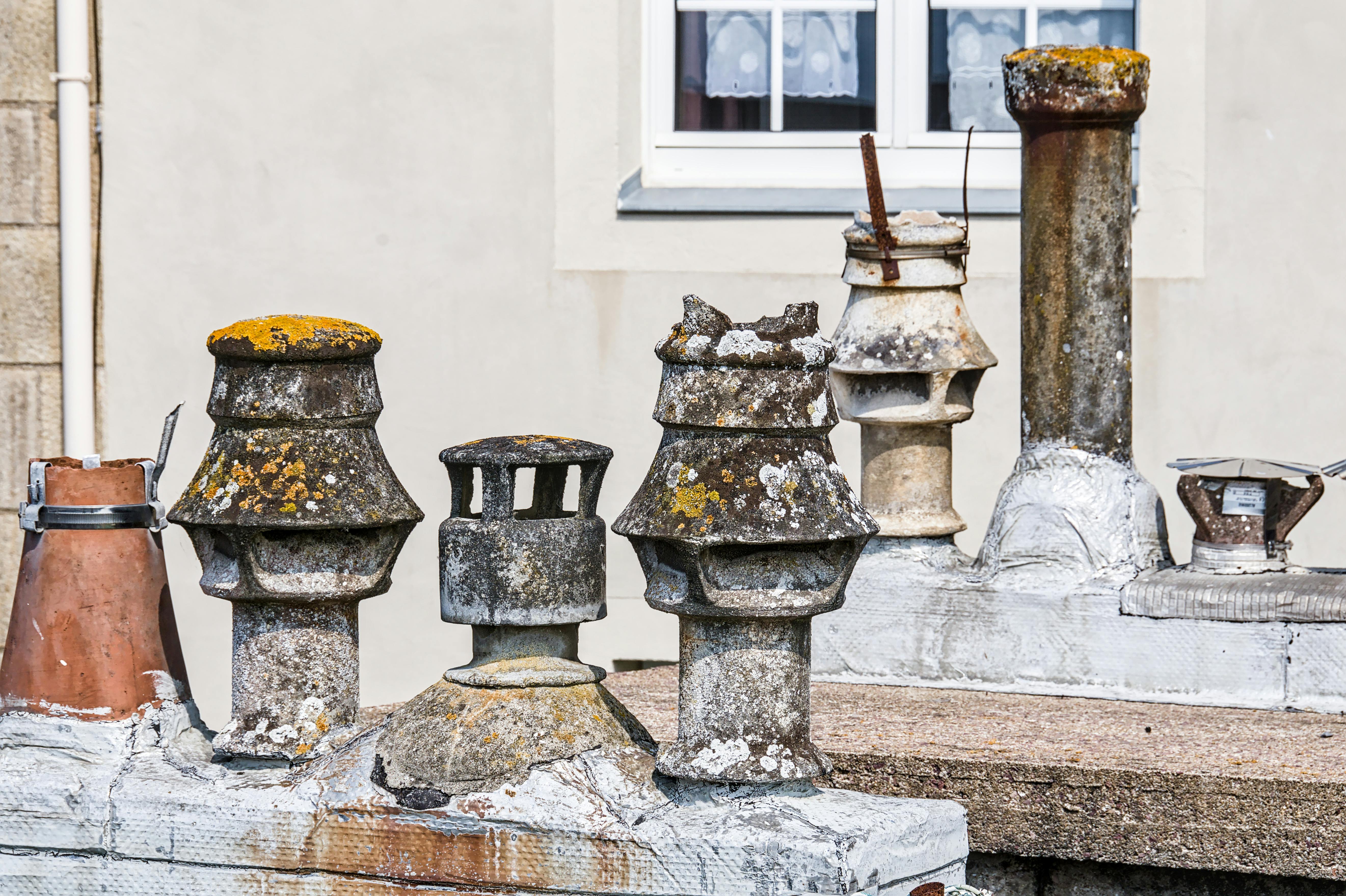 Damaged flashing around chimneys and vents