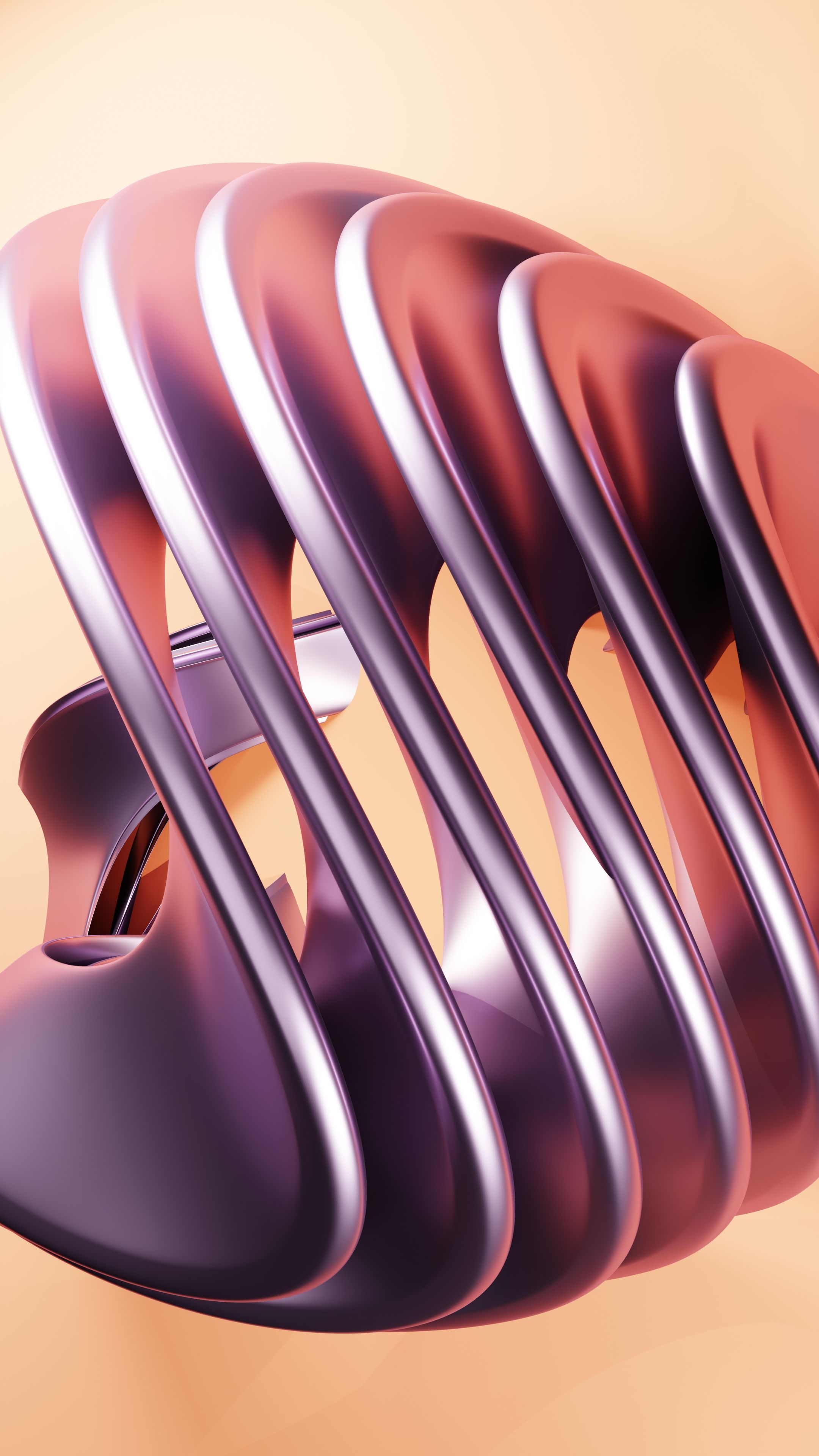 Abstract sculpture with smooth metallic curves and vibrant gradients, artistic design.