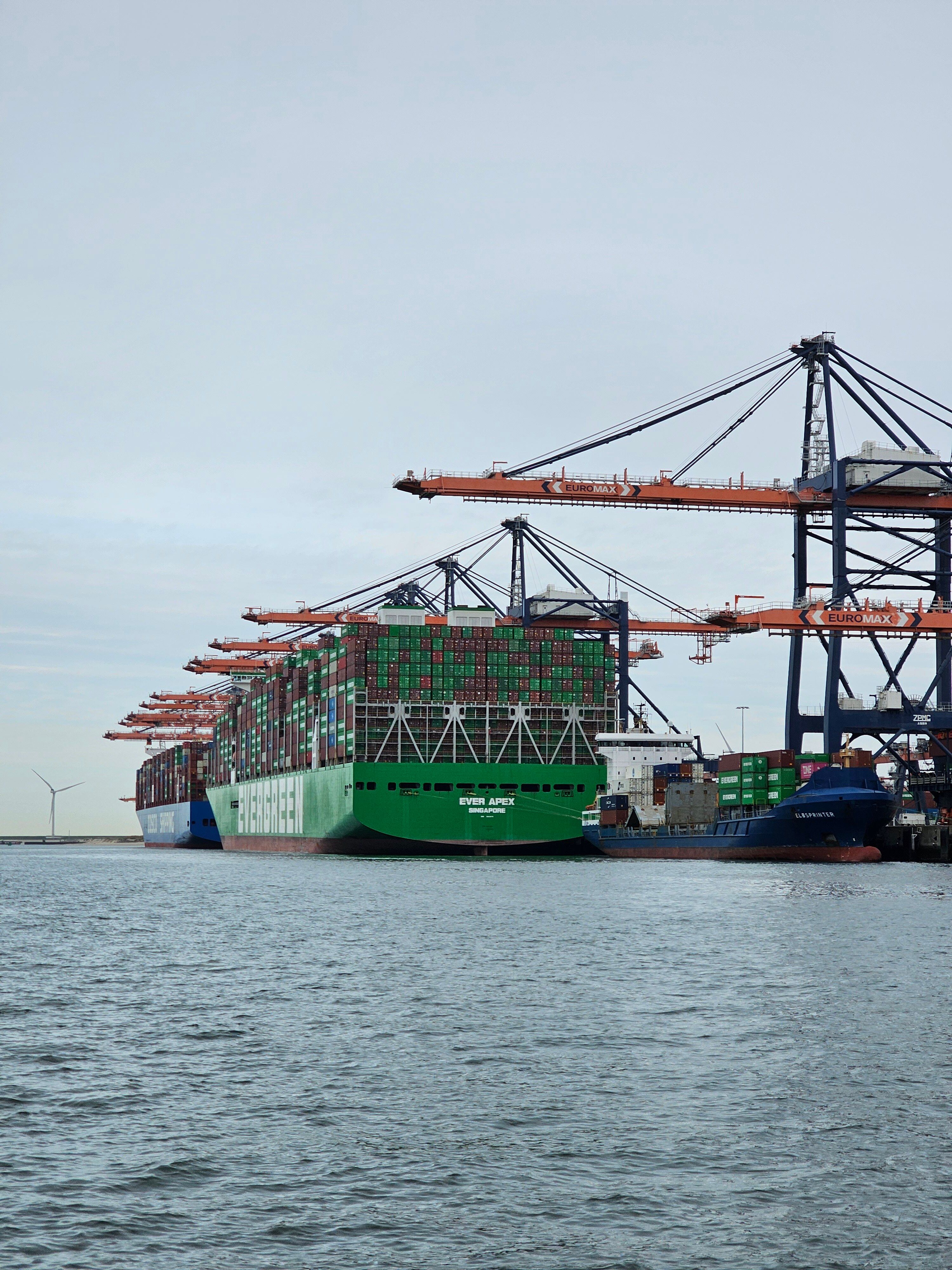 Massive Container Ship at Maasvlakte Port · Free Stock Photo