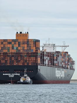 A large container ship at Maasvlakte Rotterdam, showcasing global shipping.