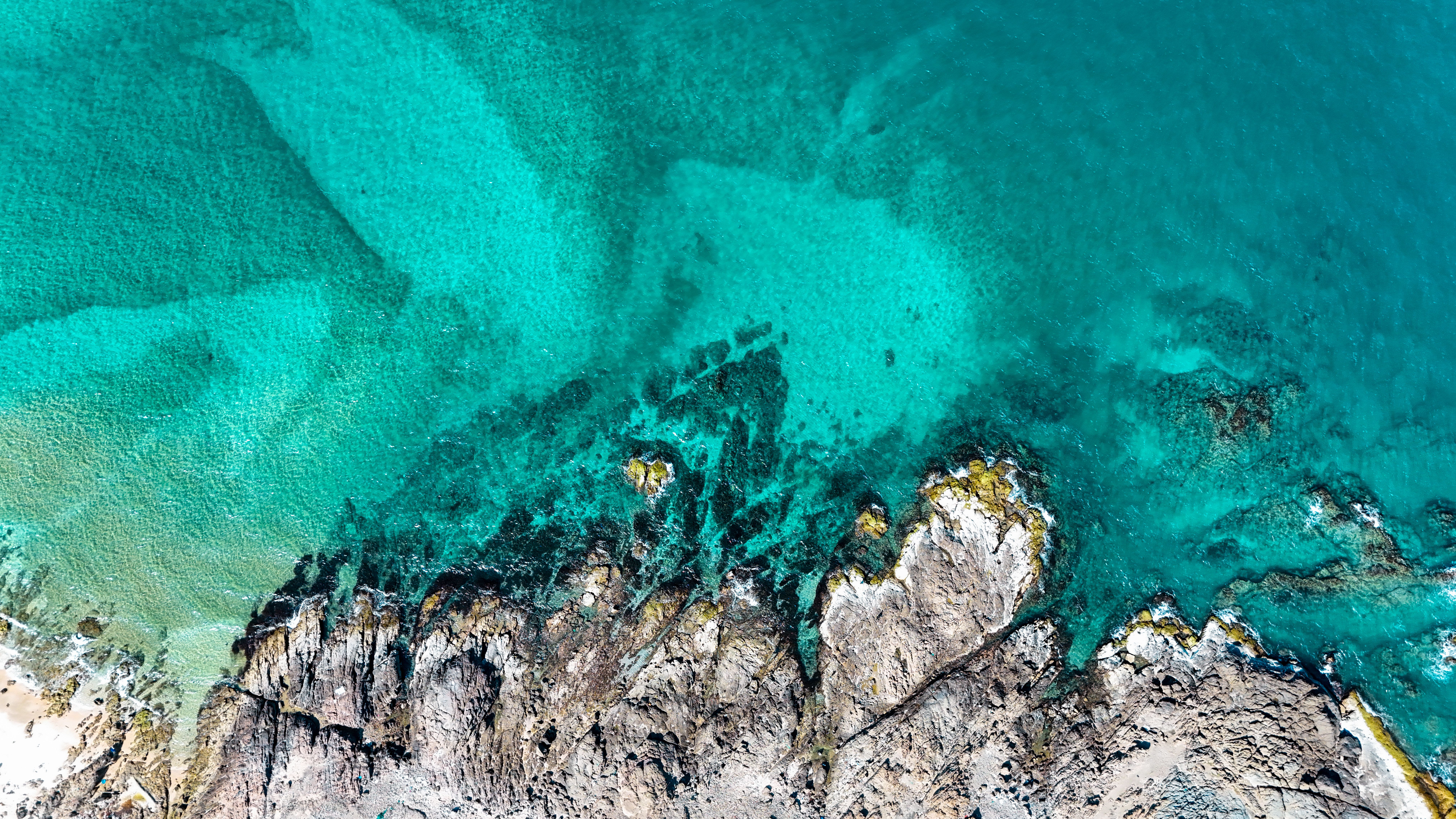 Aerial View of Turquoise Rocky Shoreline · Free Stock Photo