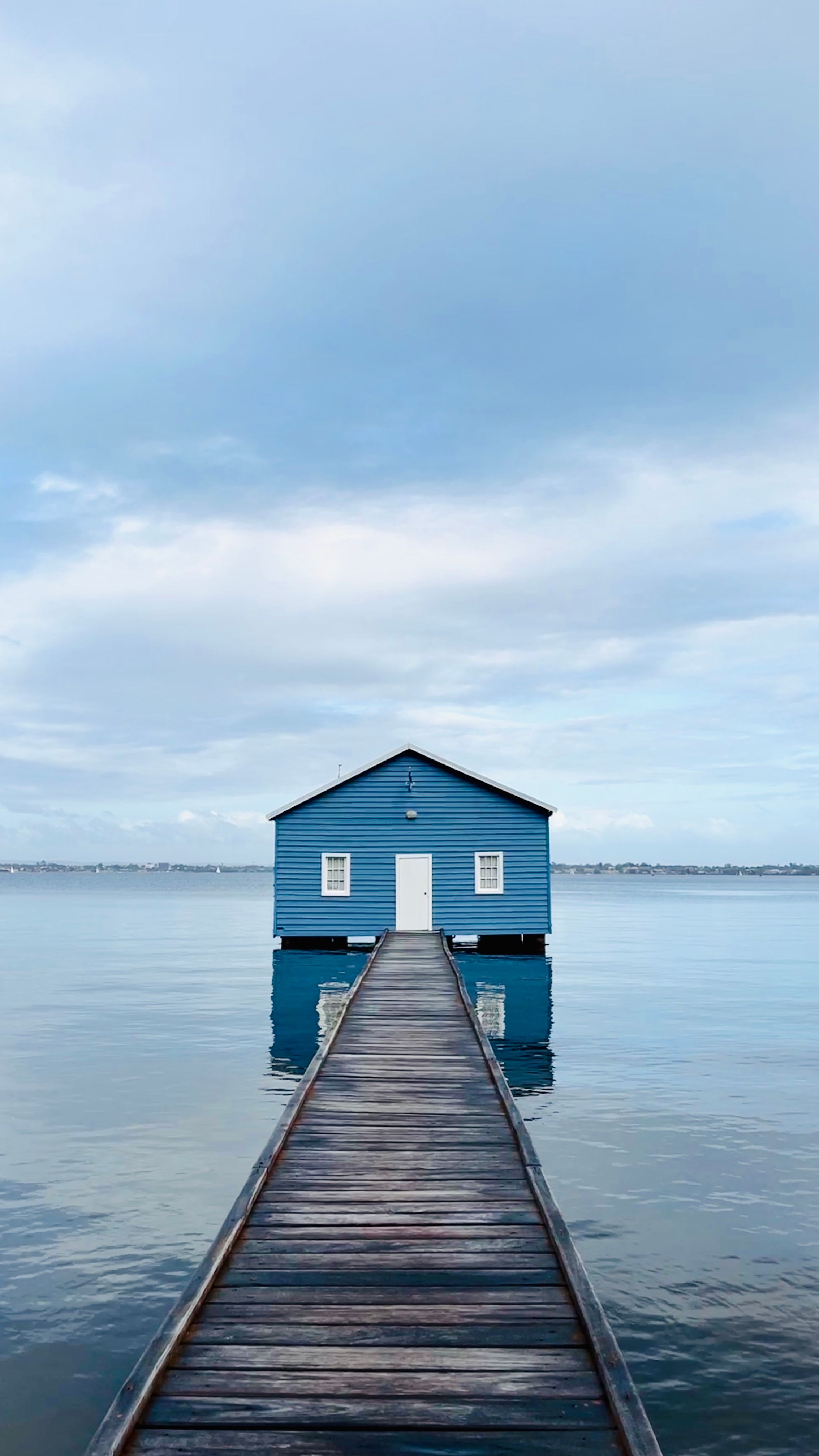 Blue Boathouse on Perth Waters at Sunset · Free Stock Photo