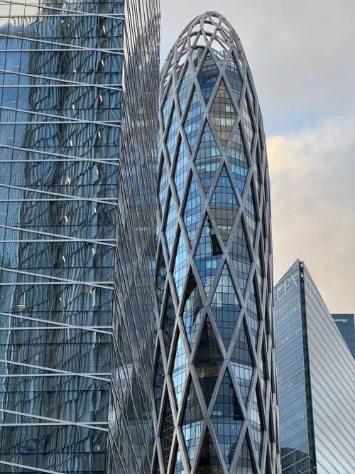 Free Close-up of modern skyscrapers in La Défense, Paris showcasing unique architectural designs. Stock Photo