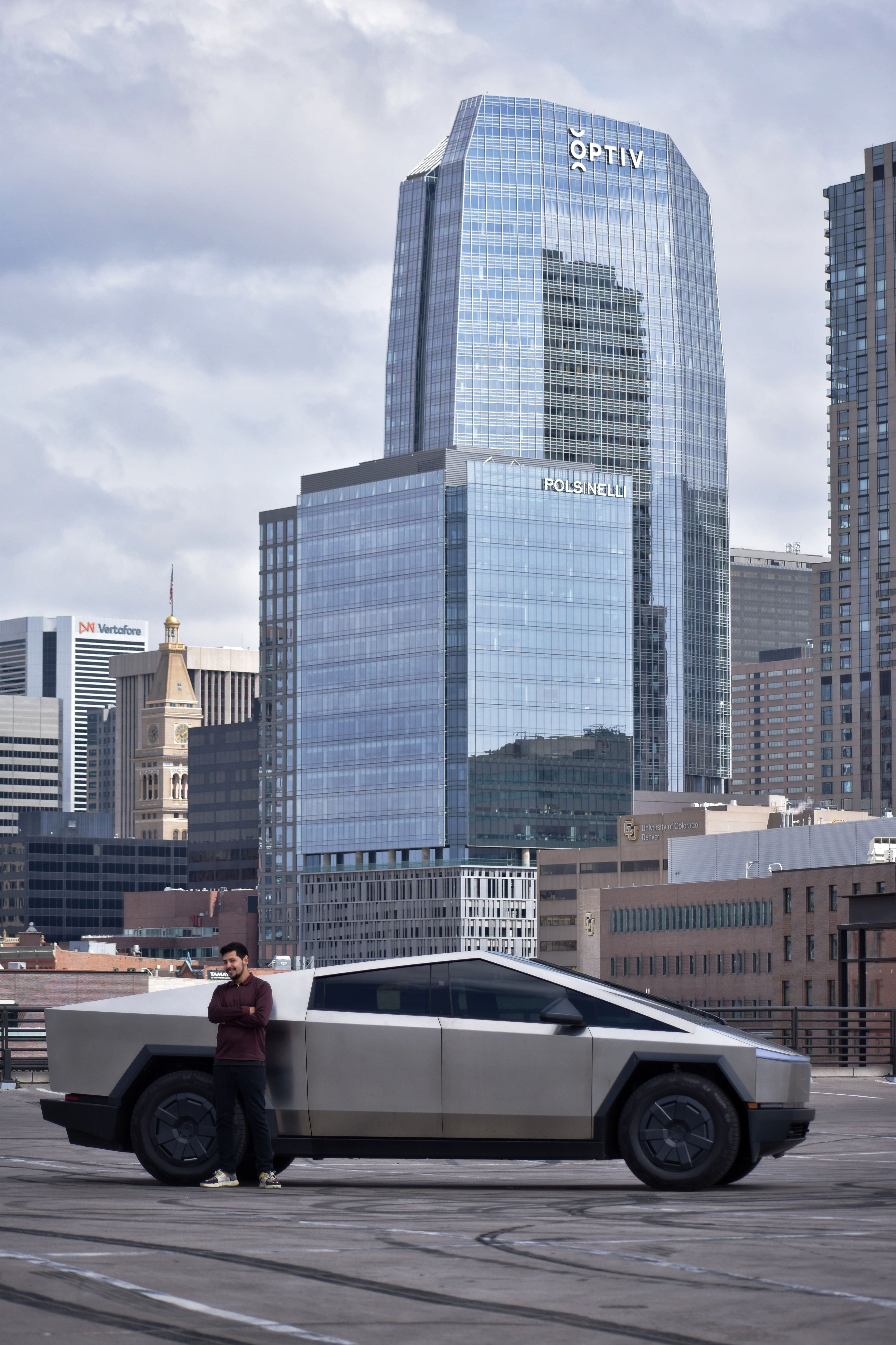 Cybertruck and Urban Skyline Panorama · Free Stock Photo