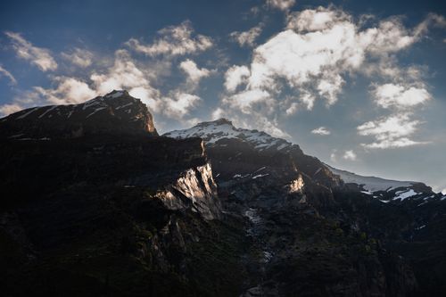 Free Breathtaking view of snow-capped peaks in Spiti Valley at sunset. Stock Photo