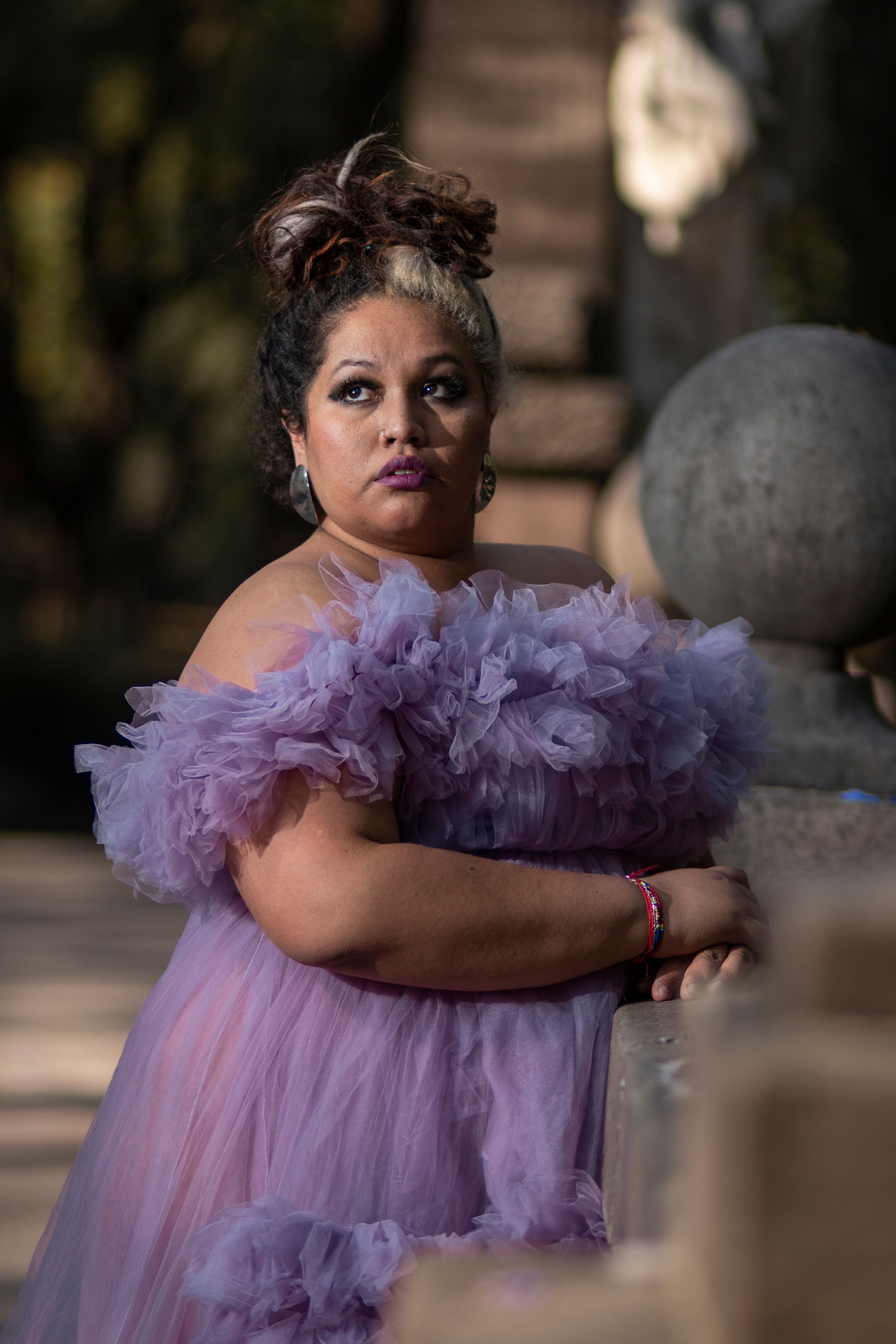 Elegant Portrait of Woman in Purple Gown · Free Stock Photo