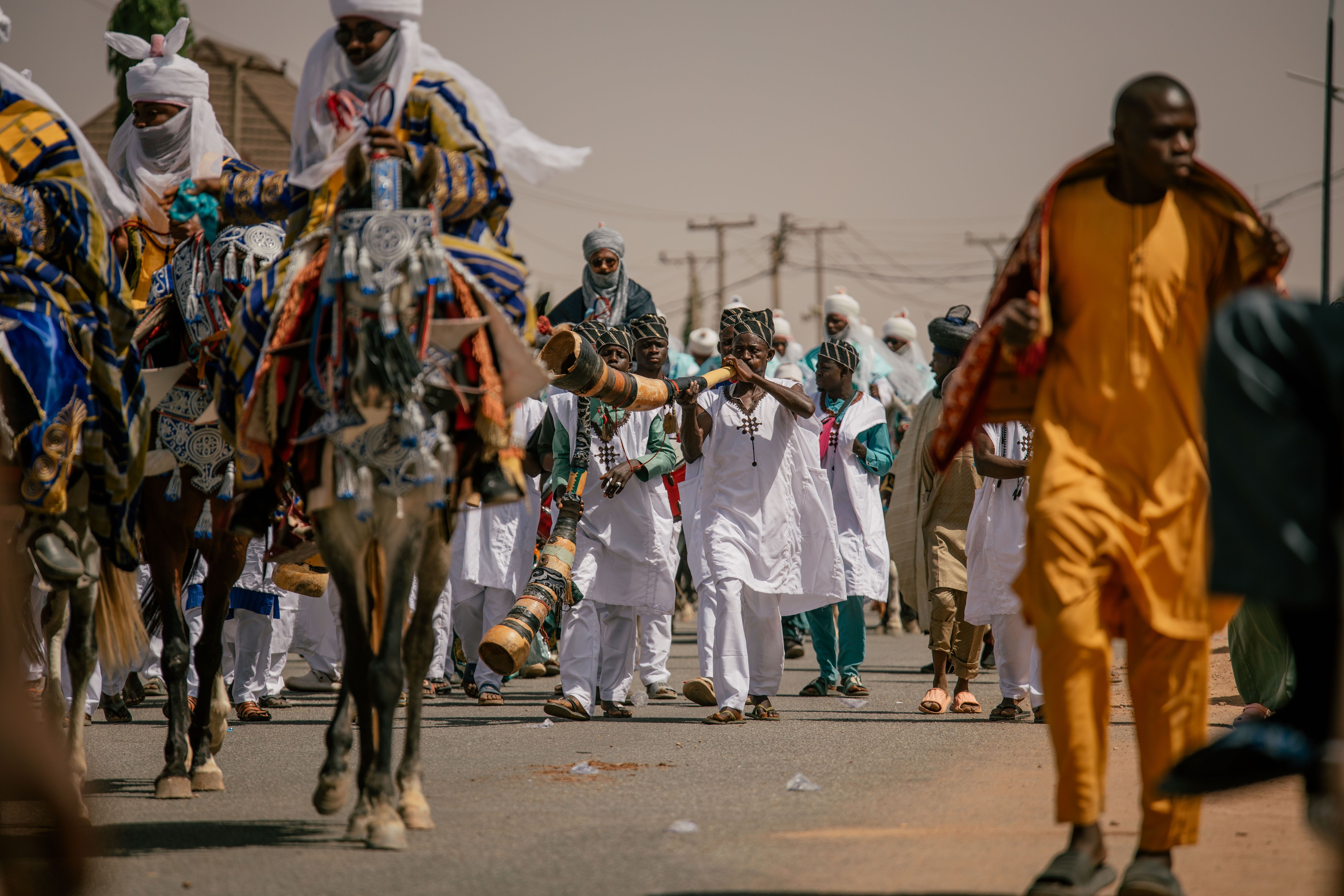 Traditional cultural parade with horses, Niger
