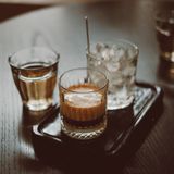 Espresso and iced water on a tray — photo by Pew Nguyen on Pexels