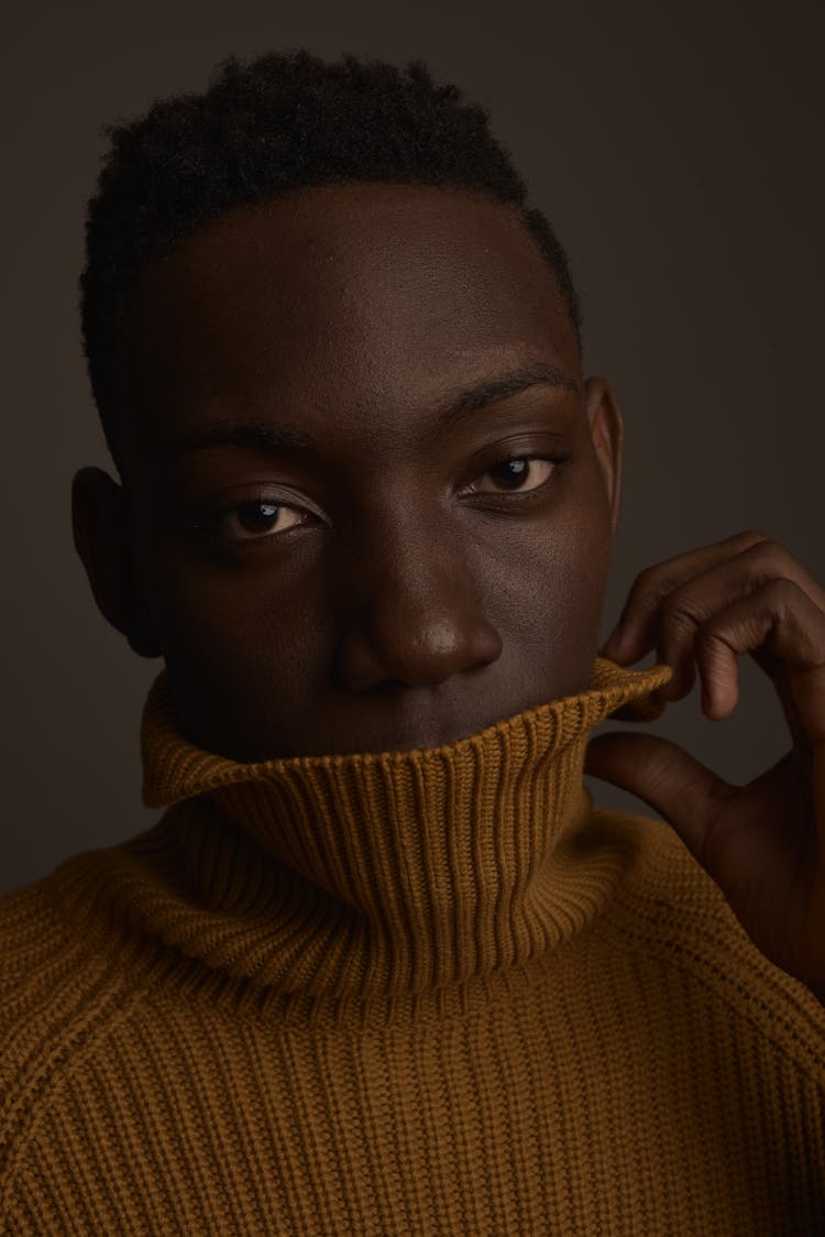 Man In Brown Turtleneck Sweater