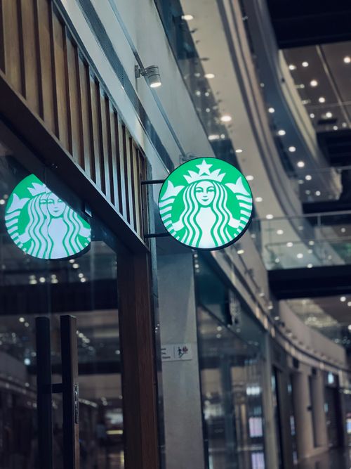 Free Night cityscape of a modern mall with illuminated Starbucks sign. Stock Photo