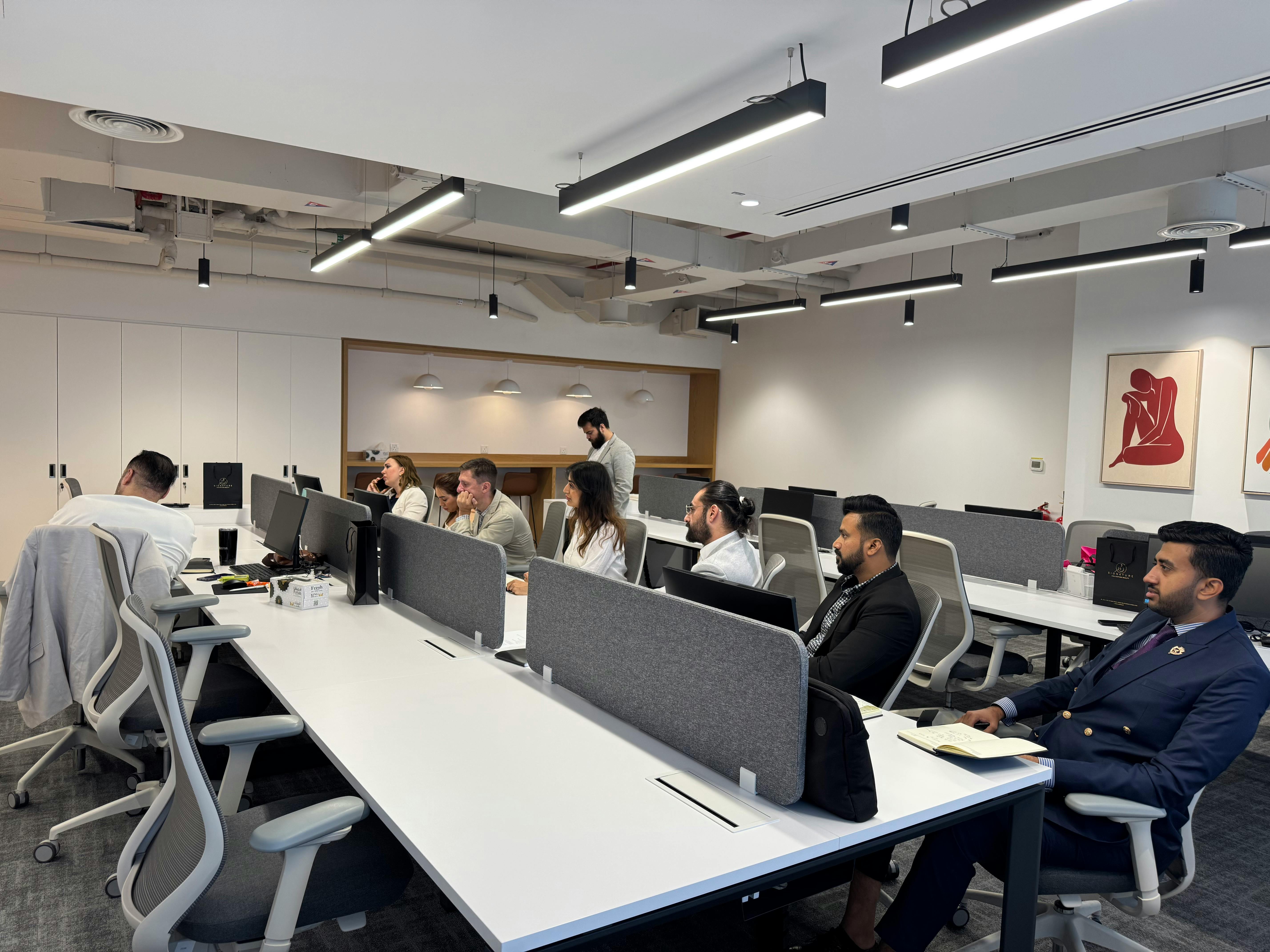 Modern Office Workspace with Team