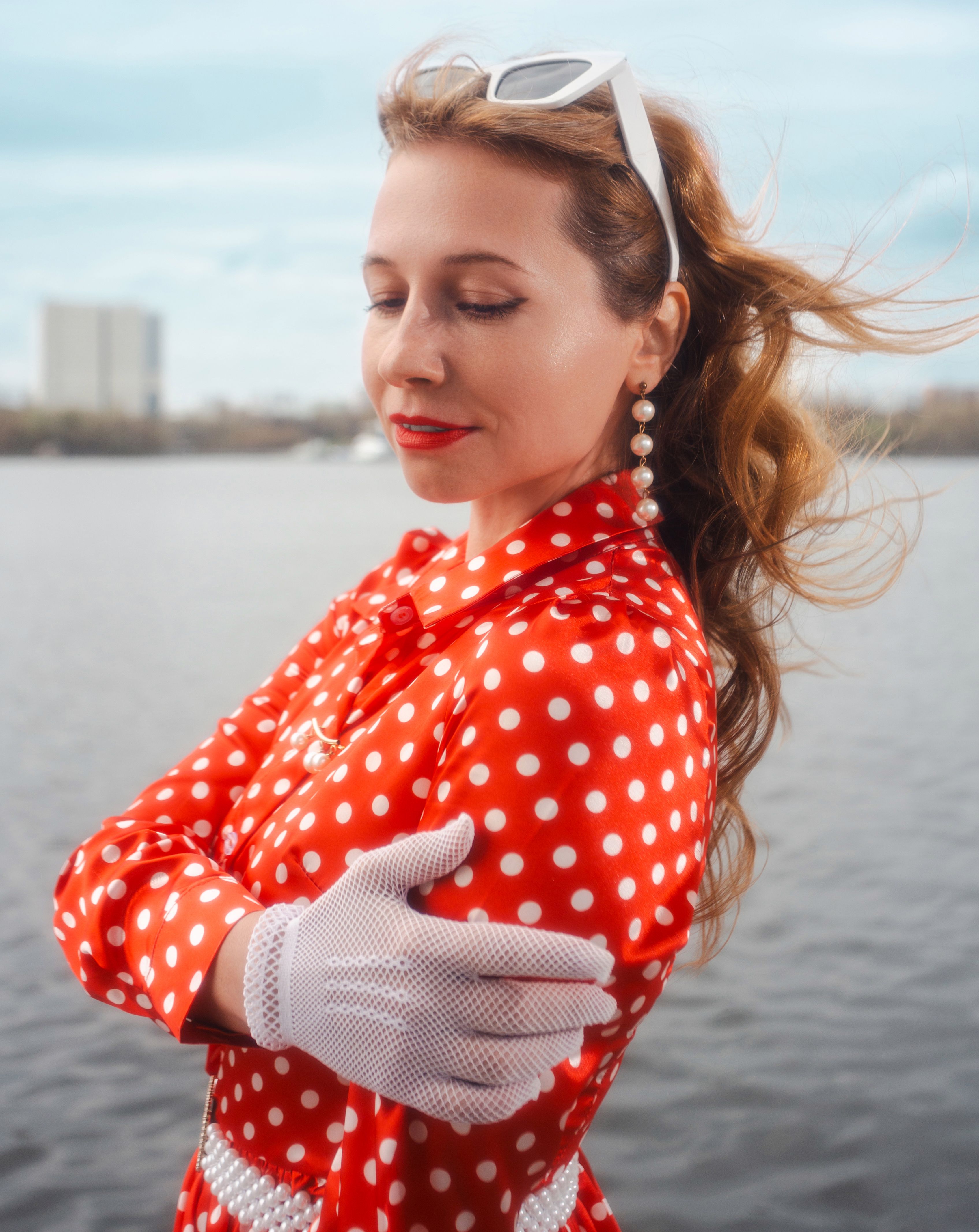 Woman in Polka Dot Dress Enjoying Outdoors  Free Stock Photo