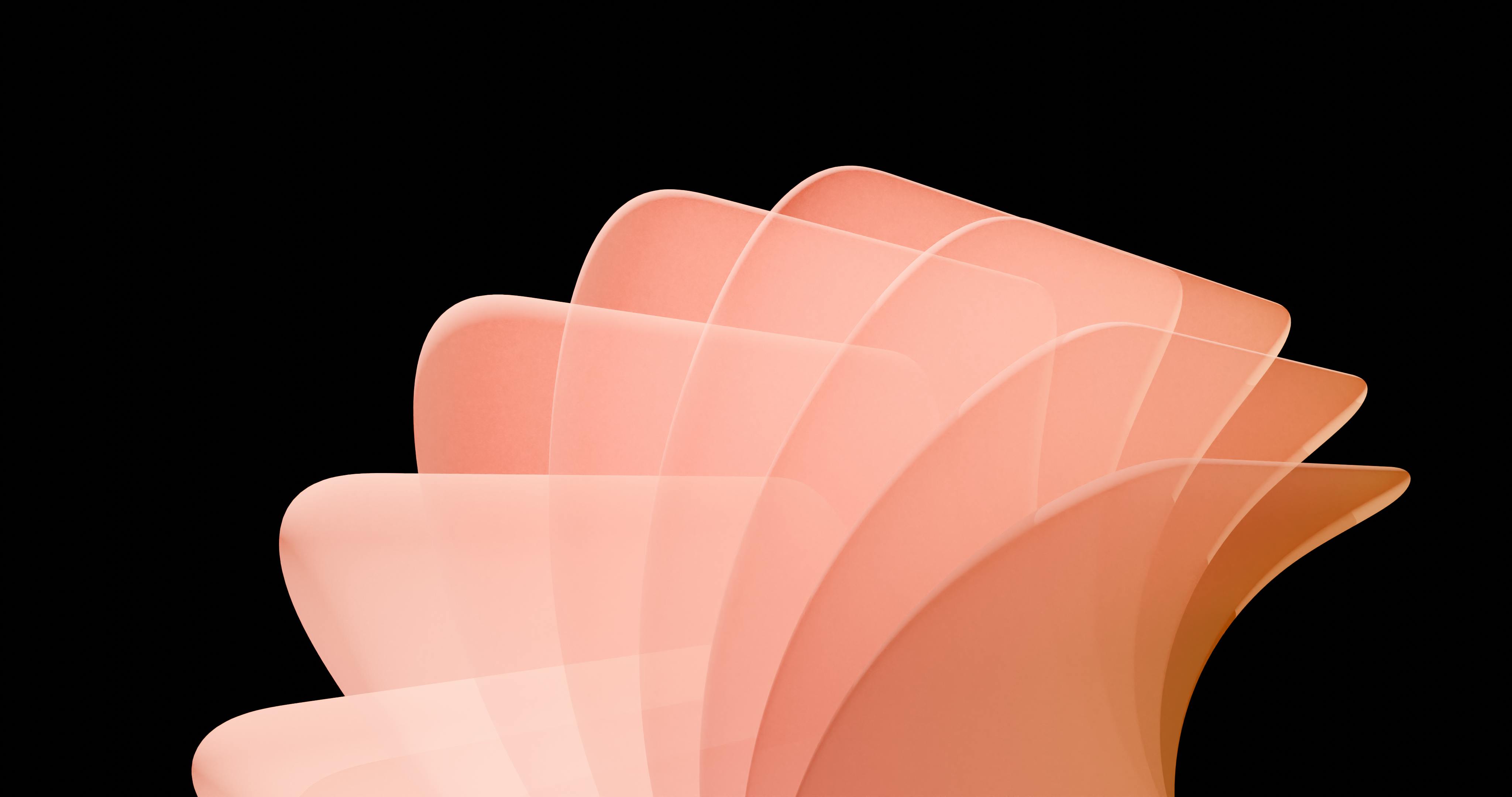 Kostnadsfria Mjuka persikofärgade abstrakta former med en organisk skiktad design på en svart bakgrund. Stock foto