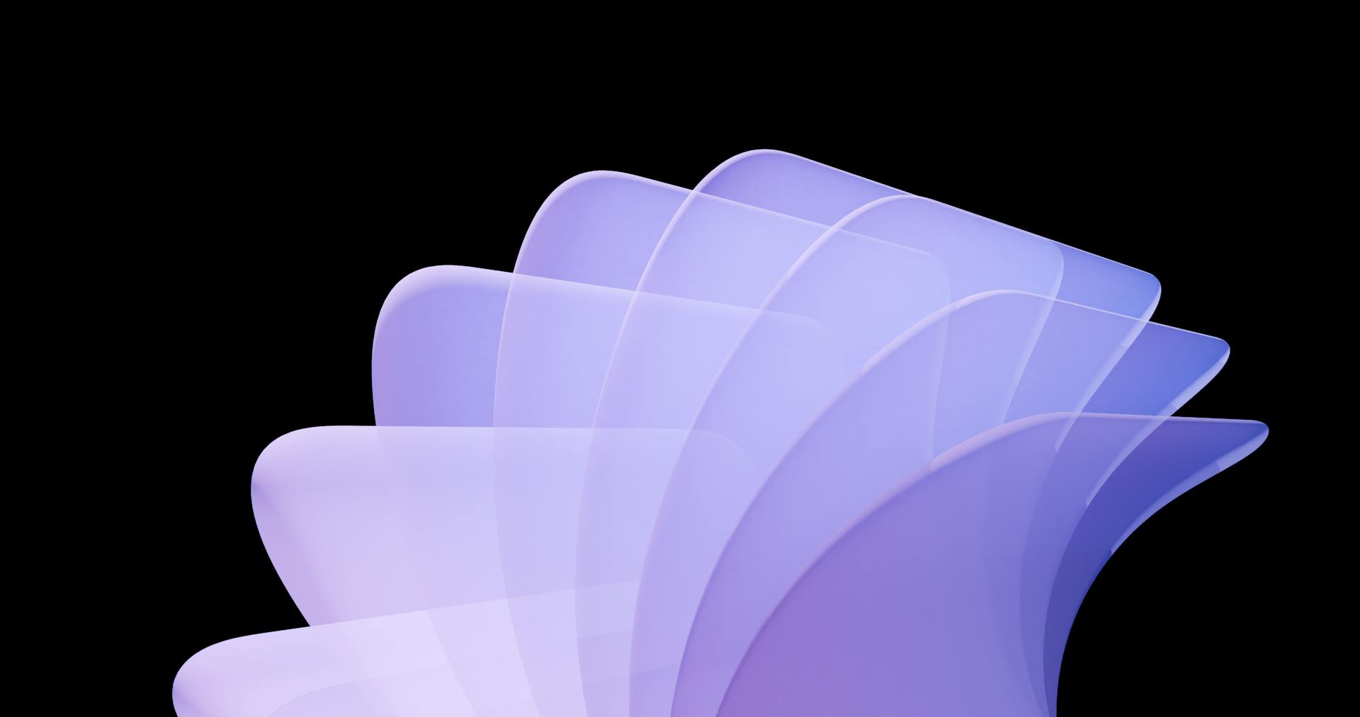 Captivating abstract design featuring elegant blue and purple wave-like shapes against a black backdrop.