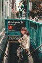 Woman Standing on Stairs