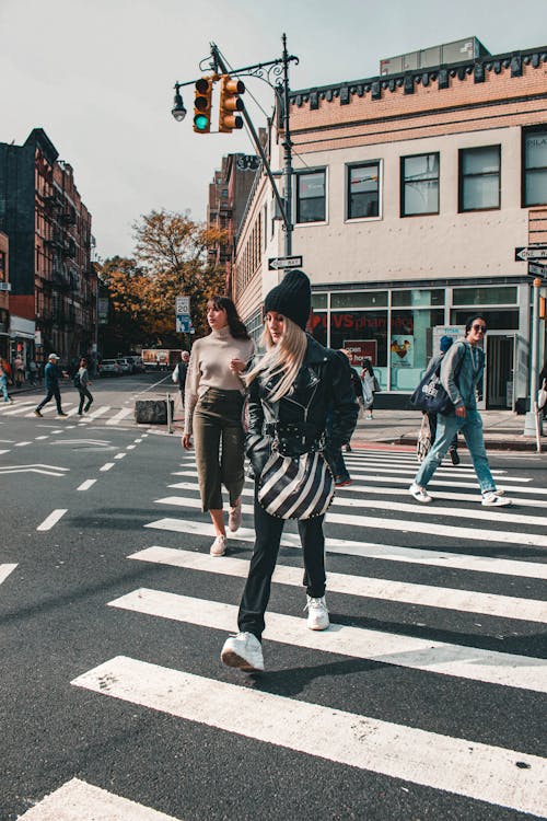 People Crossing on Pedestrian Lane