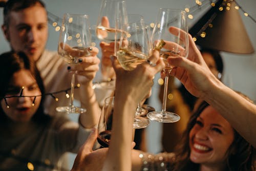 Selective Focus Photography of Several People Cheering Wine Glasses