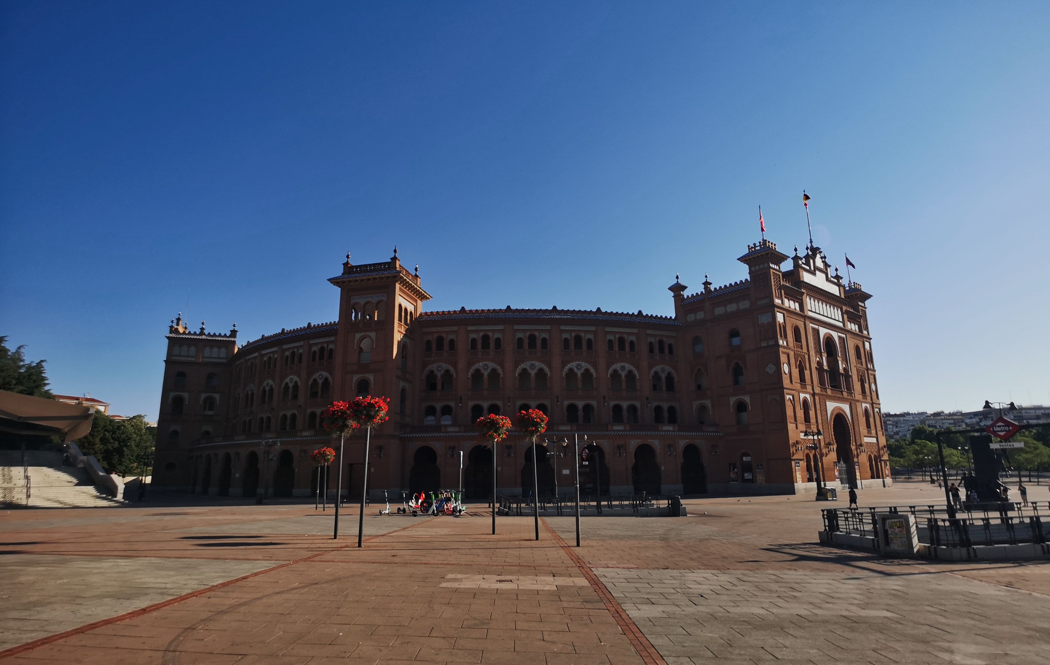 Capture of Plaza de Toros de Las Ventas in Madrid, Spain on a sunny day showcasing its historic architecture. Capture of Plaza de Toros de Las Ventas in Madrid, Spain on a sunny day showcasing its historic architecture.