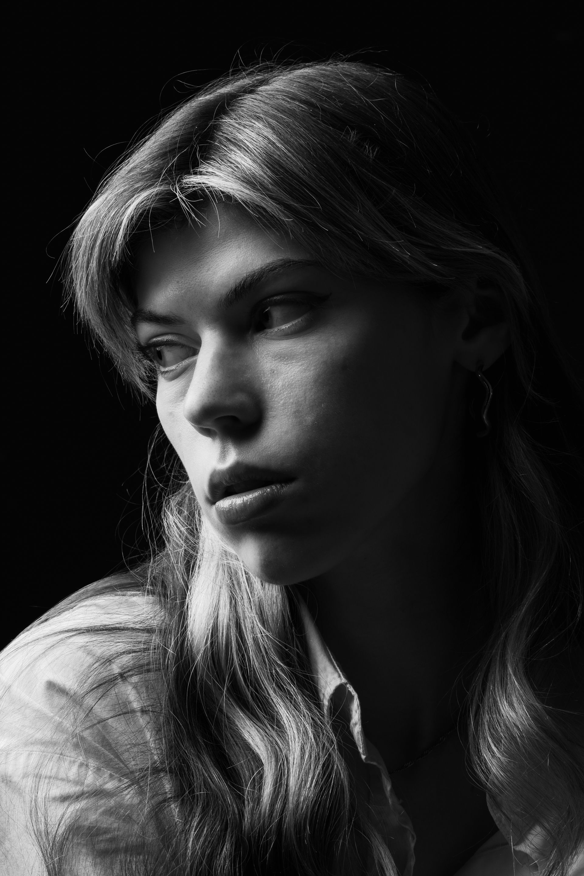 Moody Black and White Portrait of a Woman · Free Stock Photo