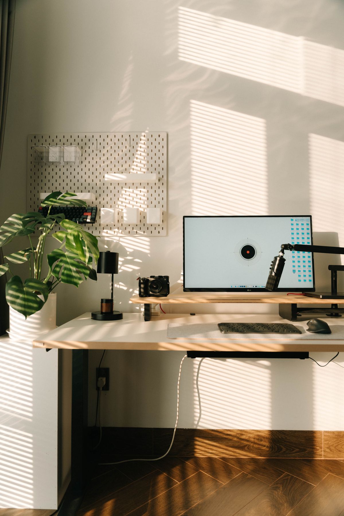 Minimalist home office setup with natural light
