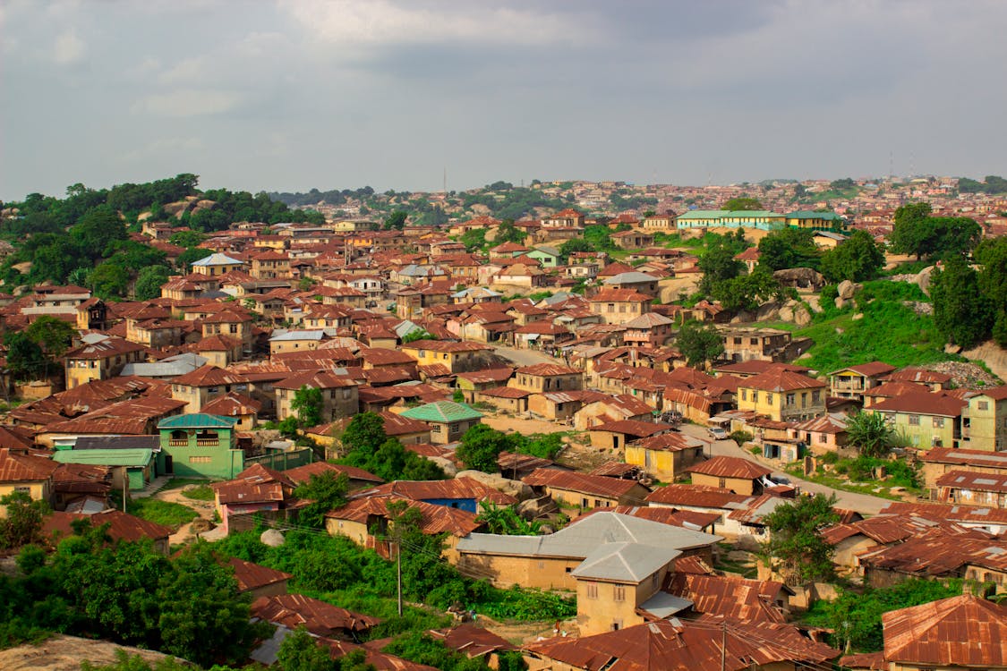 Free Top View of Houses and Building Roofs Stock Photo