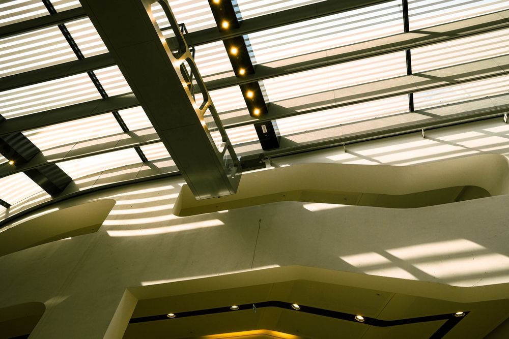 Architectural ceiling lighting in a theater