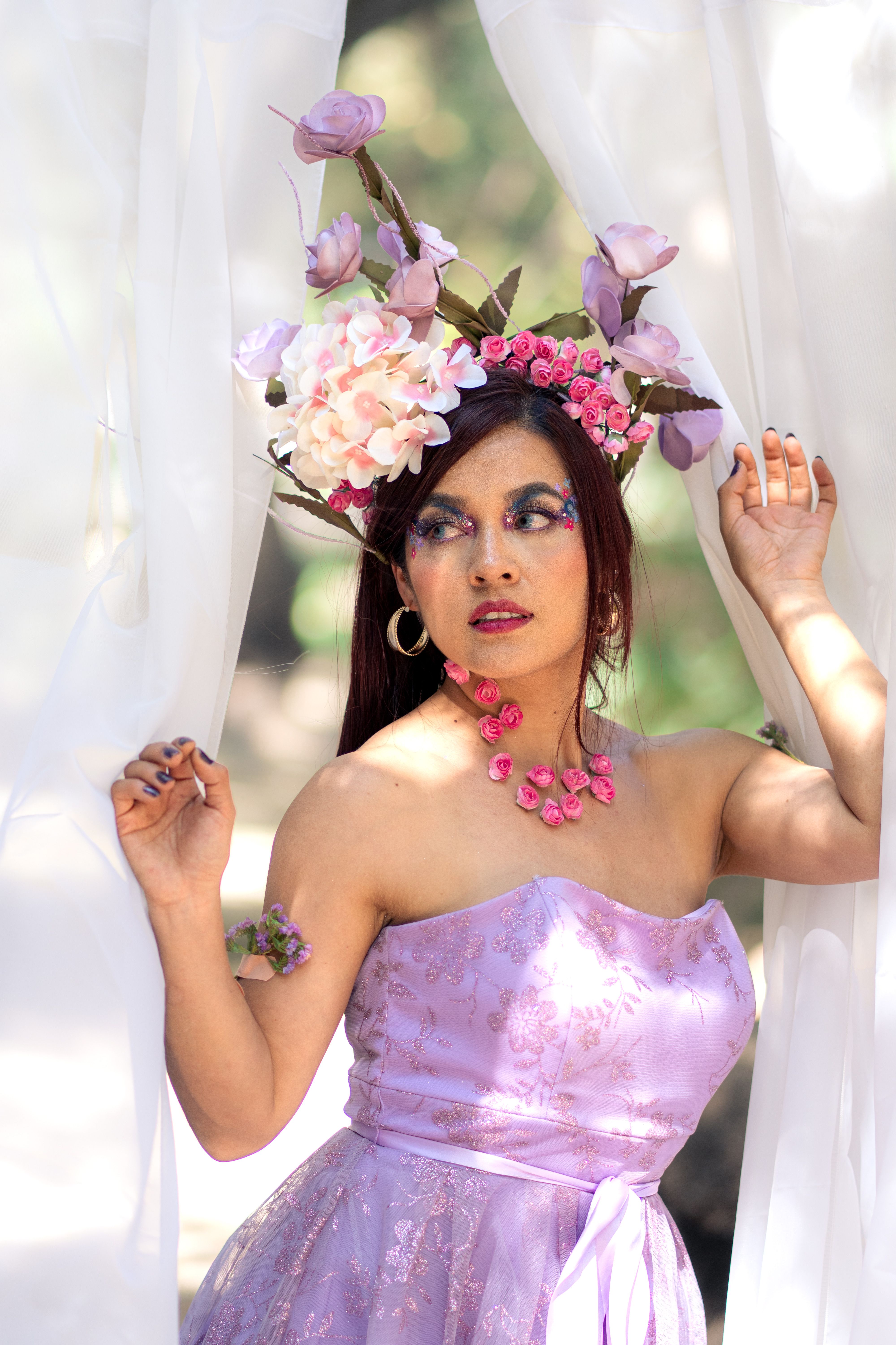 Enchanting Spring Portrait with Floral Accessories · Free Stock Photo