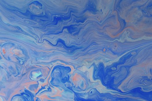 Dynamic abstract art featuring blue and pink fluid patterns, evoking a sense of movement.