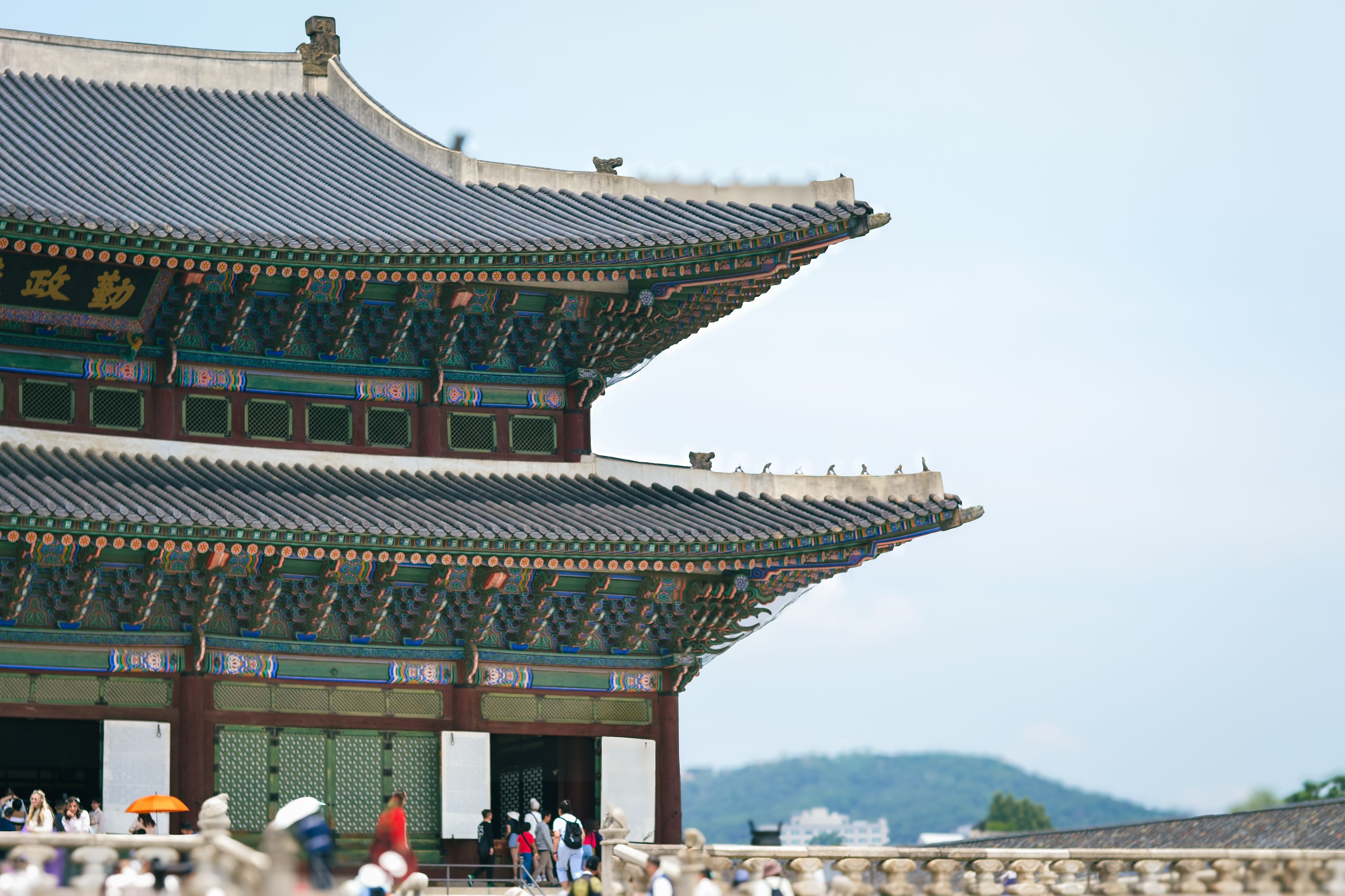 Stunning view of Gyeongbokgung Palace showcasing traditional Korean architecture in Seoul.