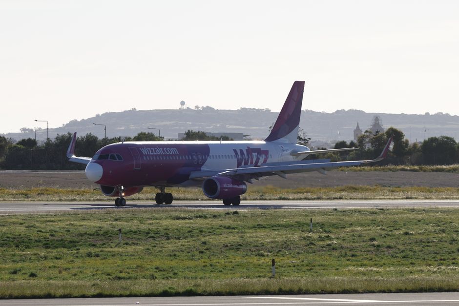 Wizz Air aircraft at Tuzla International Airport, Bosnia and Herzegovina