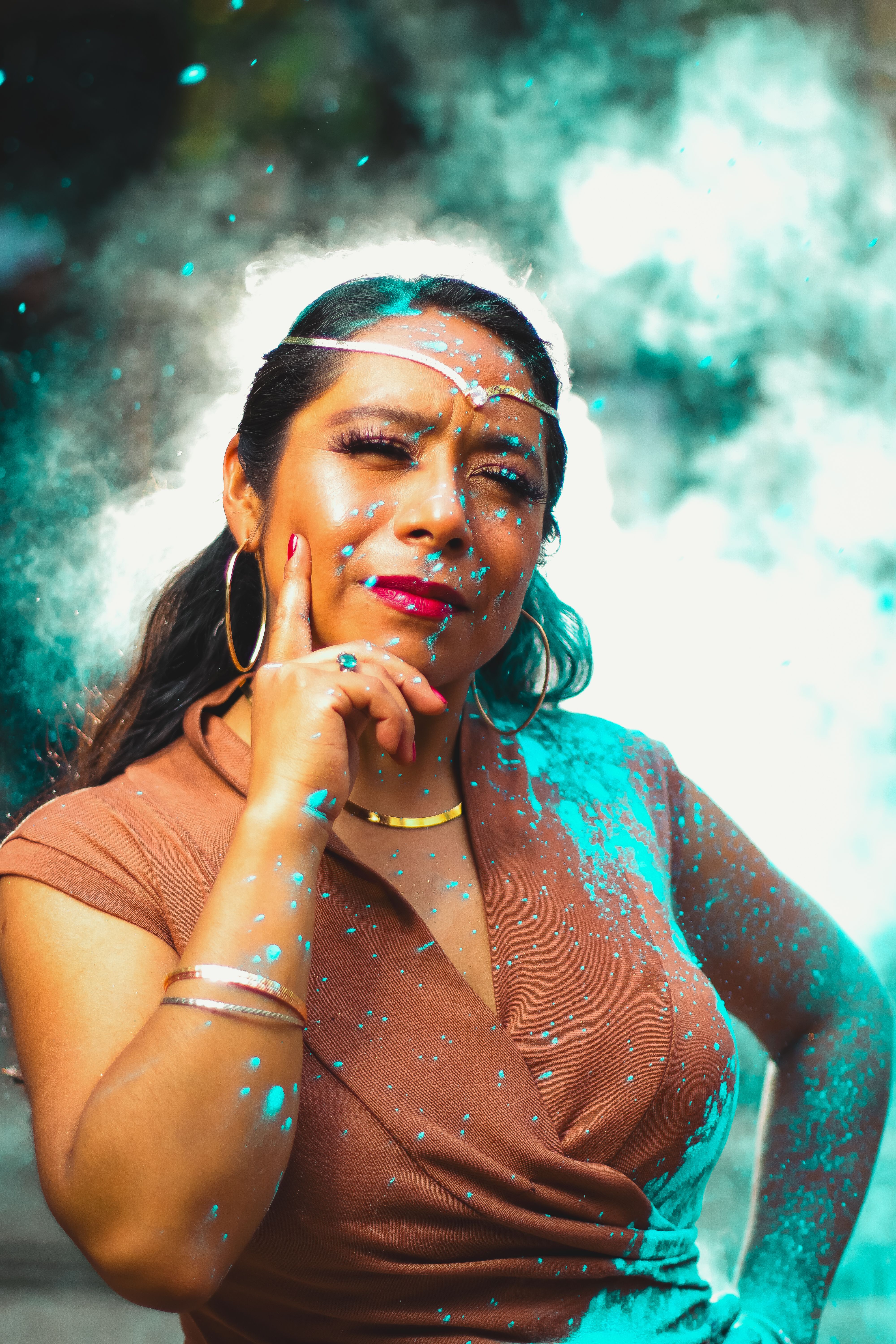 Vibrant Artistic Portrait with Colorful Powder · Free Stock Photo