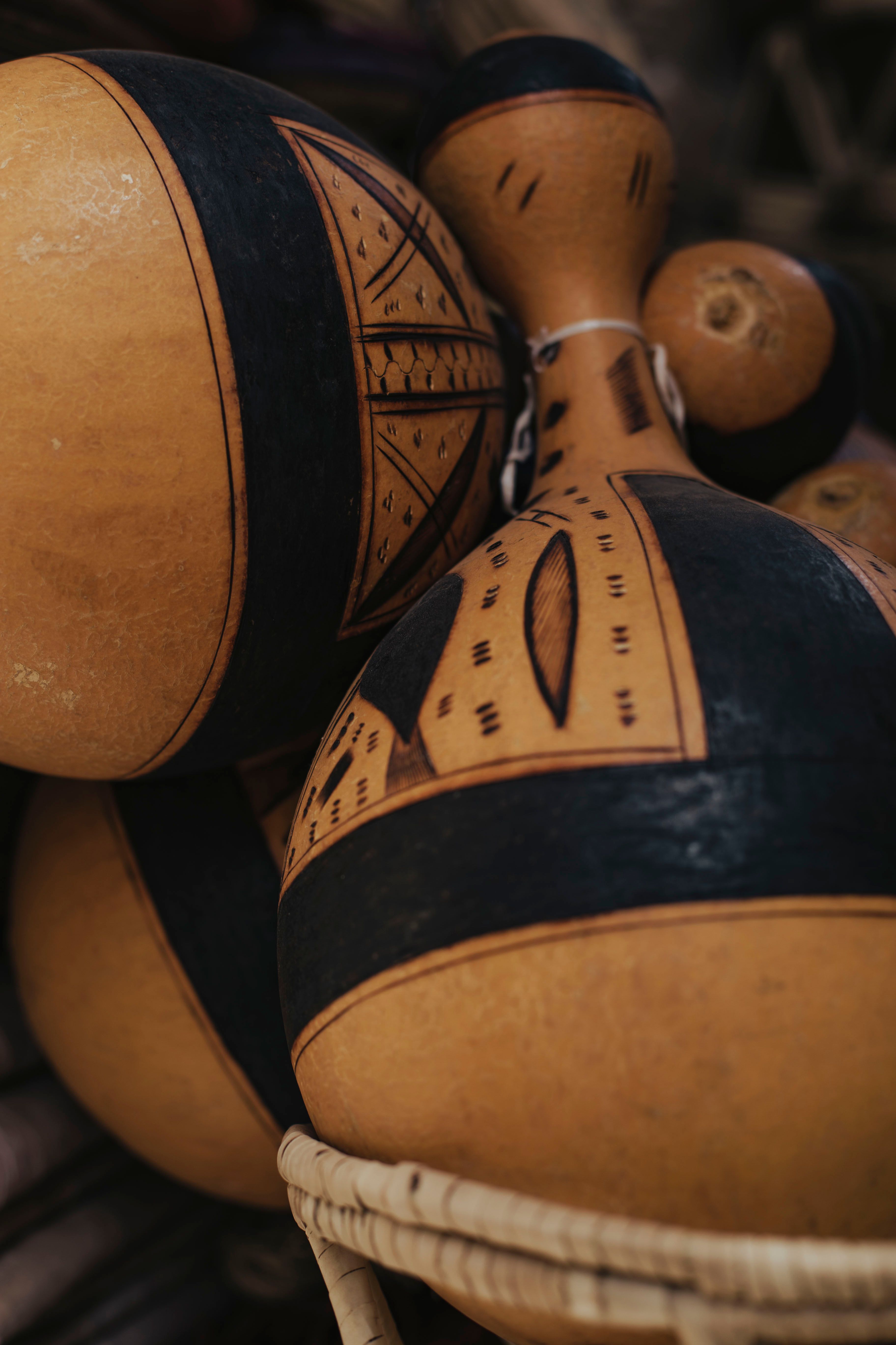 Intricate Pyro-Engraved Patterned Gourds