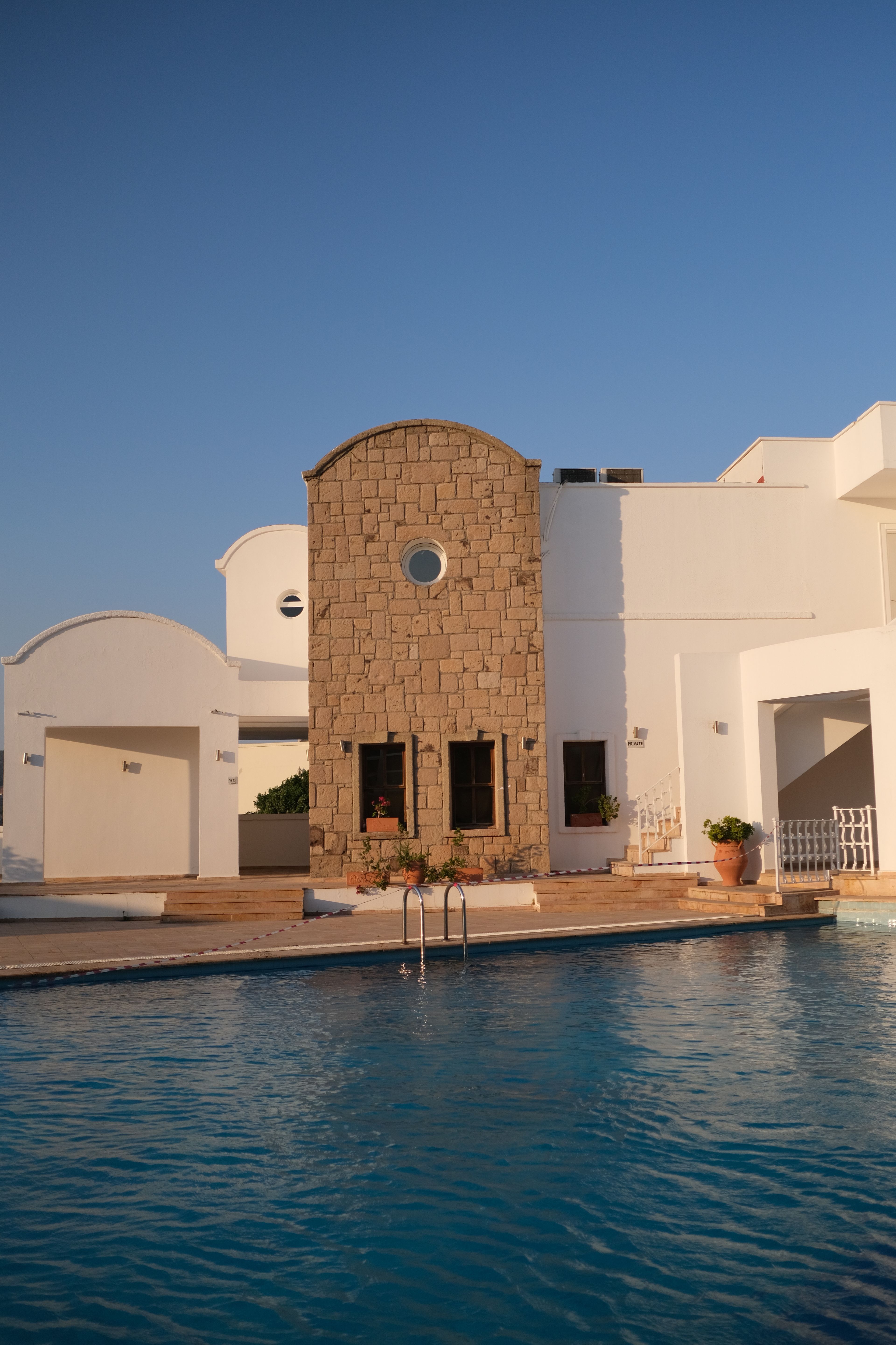 Mediterranean villa terrace at golden hour