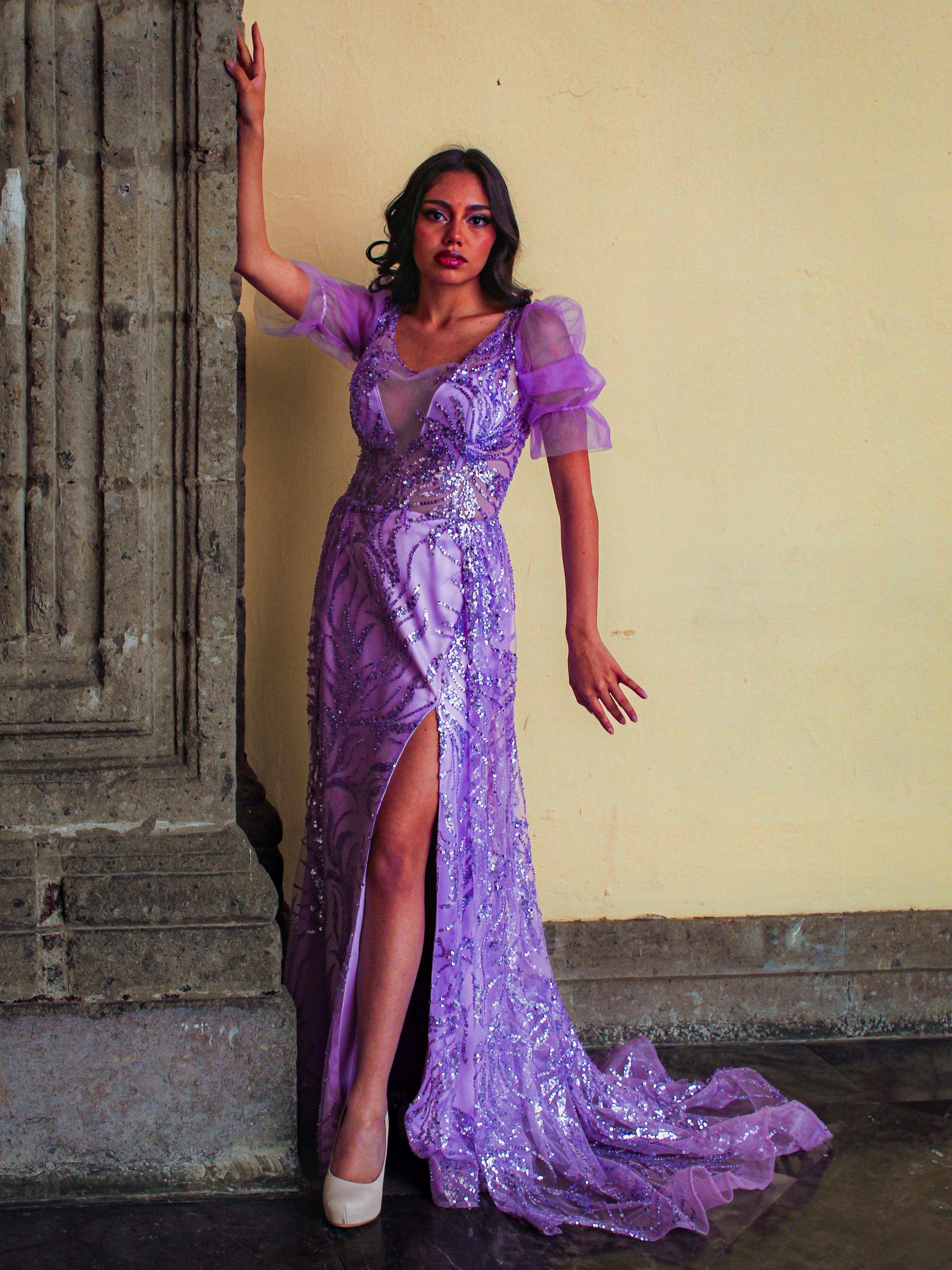 Elegant Purple Gown Fashion Editorial · Free Stock Photo