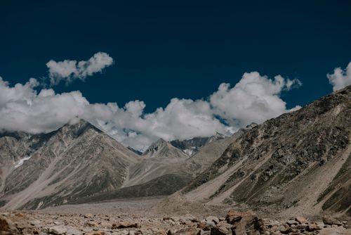 Free Breathtaking view of Indian mountains and clear blue sky in Marango Rangarik. Stock Photo
