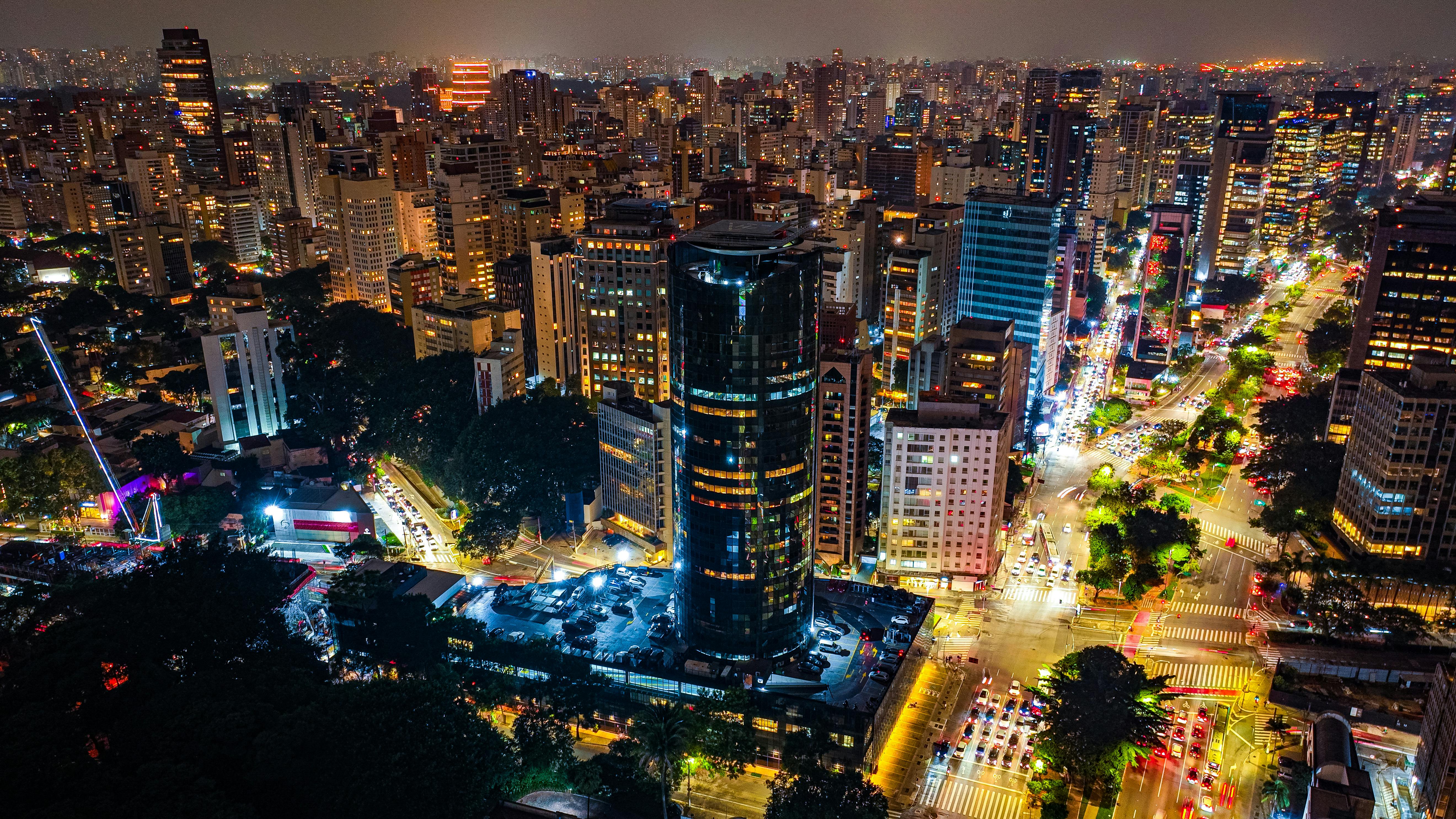 A breathtaking aerial night view of São Paulo