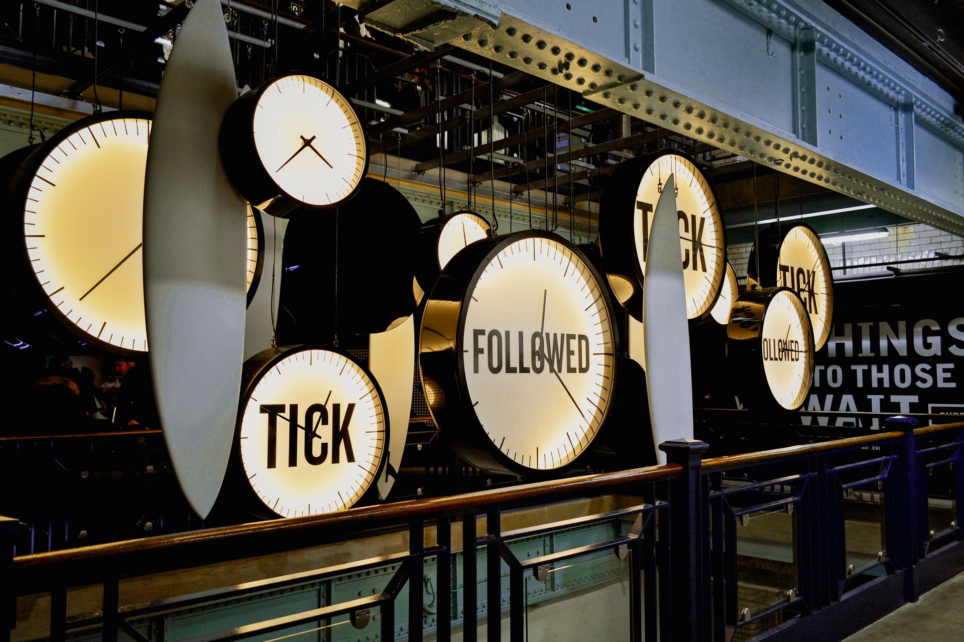Artistic clock installation inside a Dublin museum showcasing contemporary design.