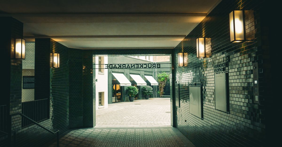 Archade View Elegant Arcade View with Illuminated Passage · Free Stock Photo