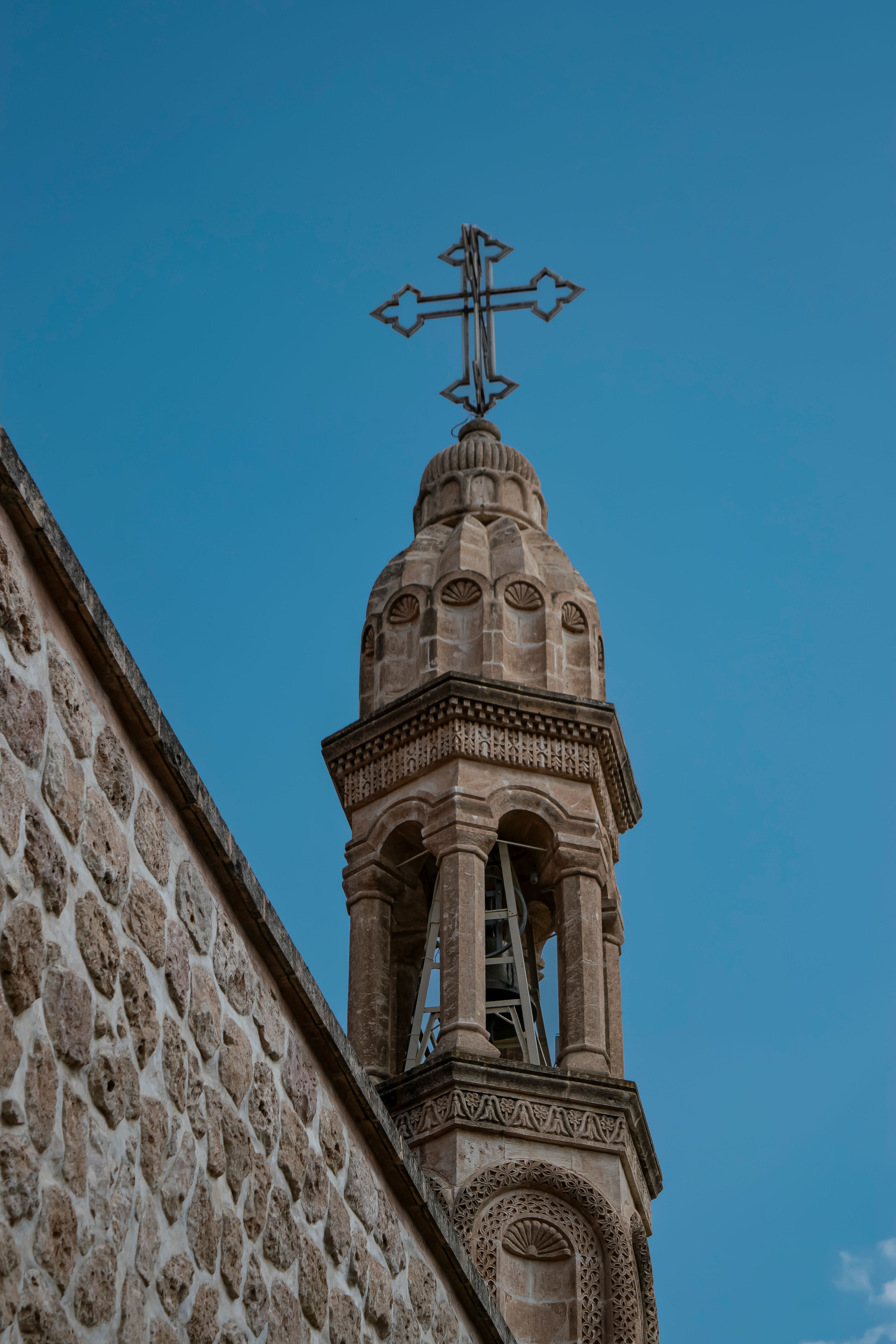 Historic Stone Tower with Christian Cross · Free Stock Photo