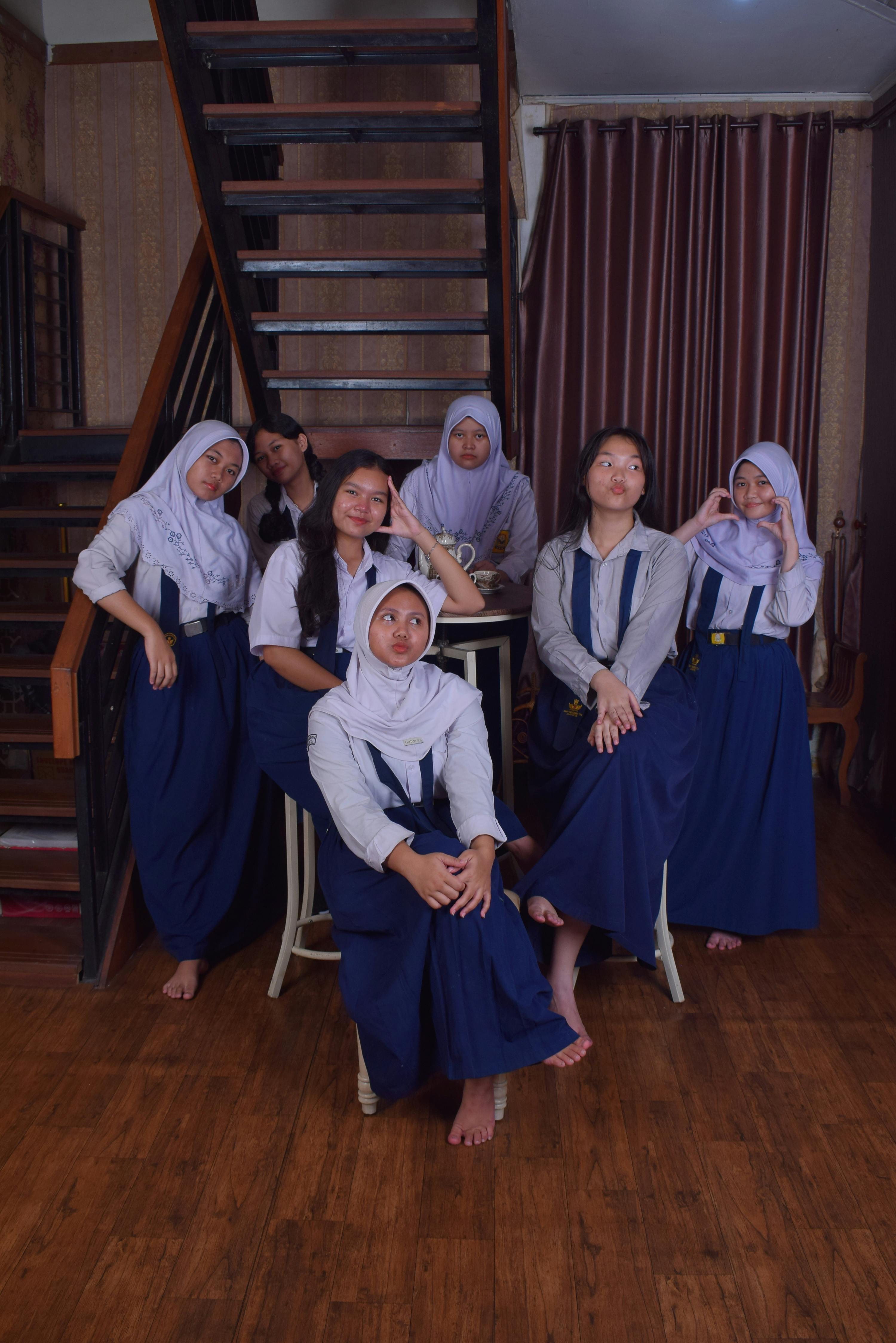 Casual Group of Students Gathered Indoors