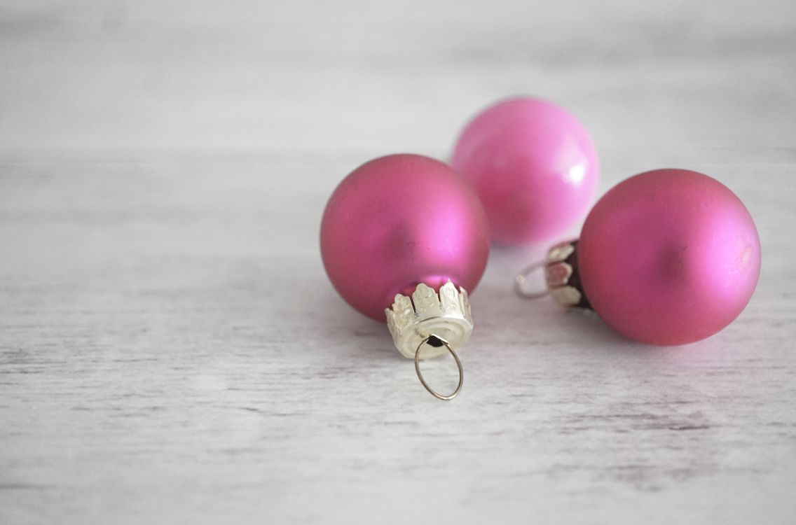 Pink Christmas baubles for a pink dollar store wreath variation